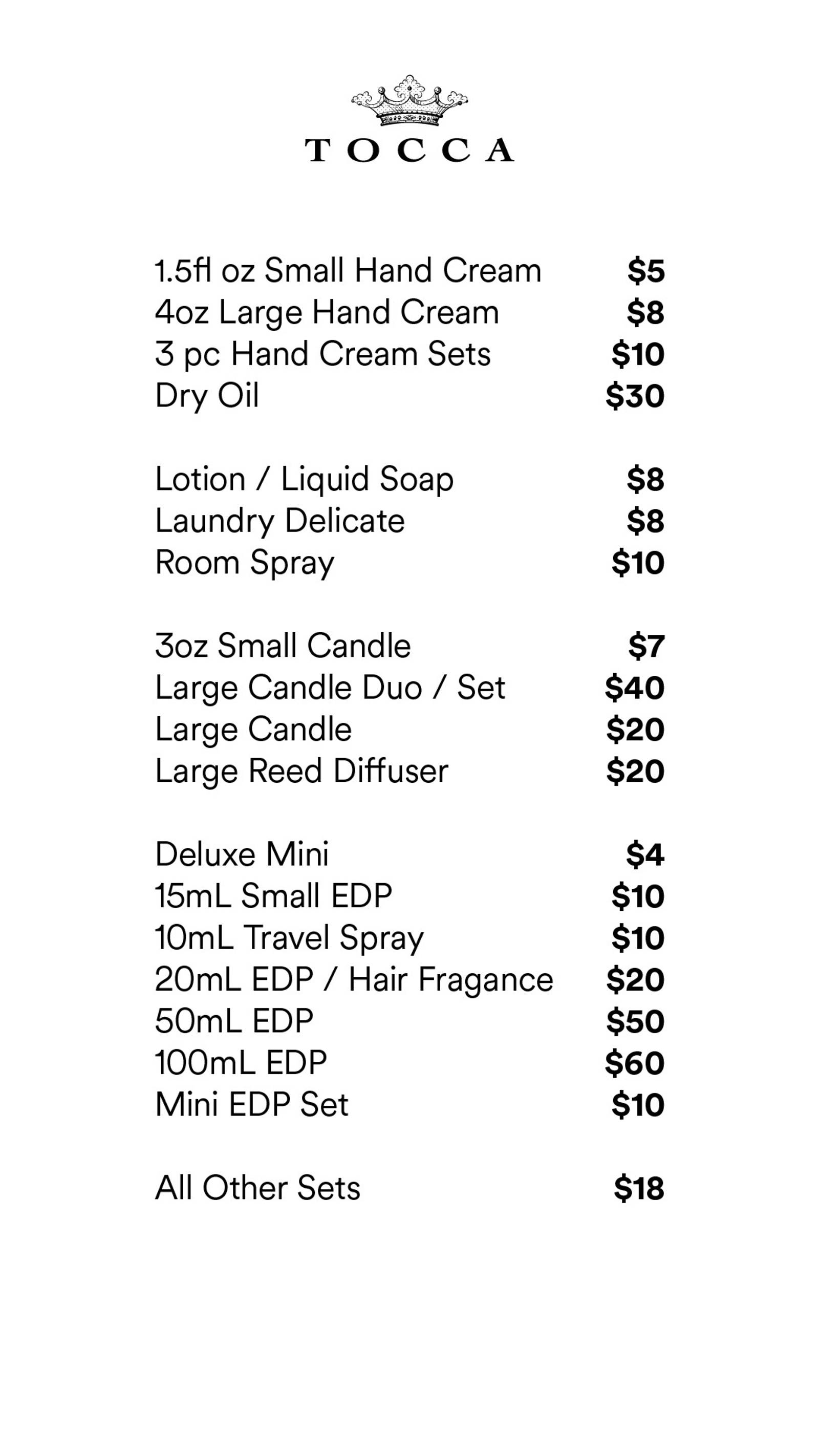 Price list