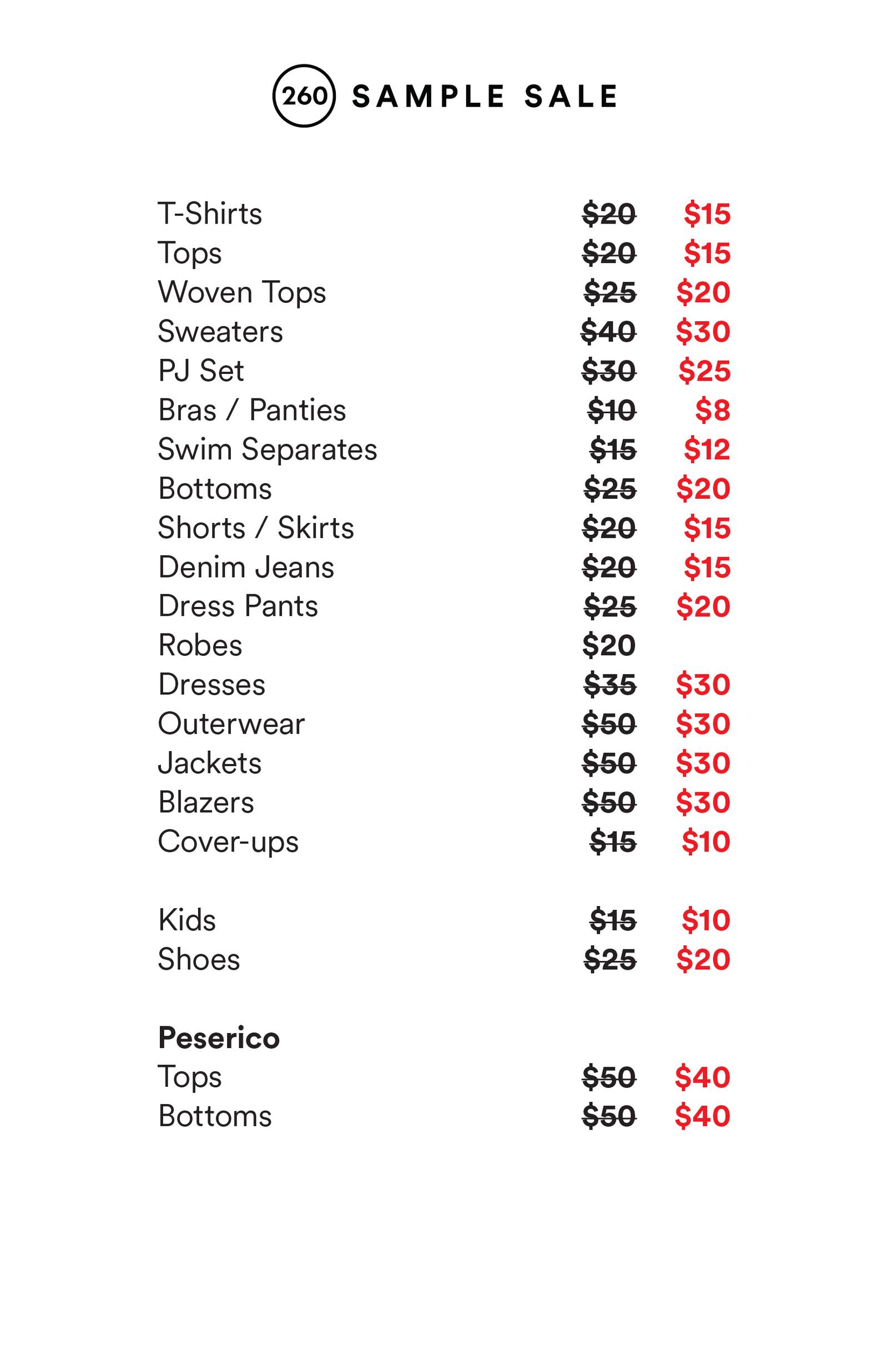 Price list