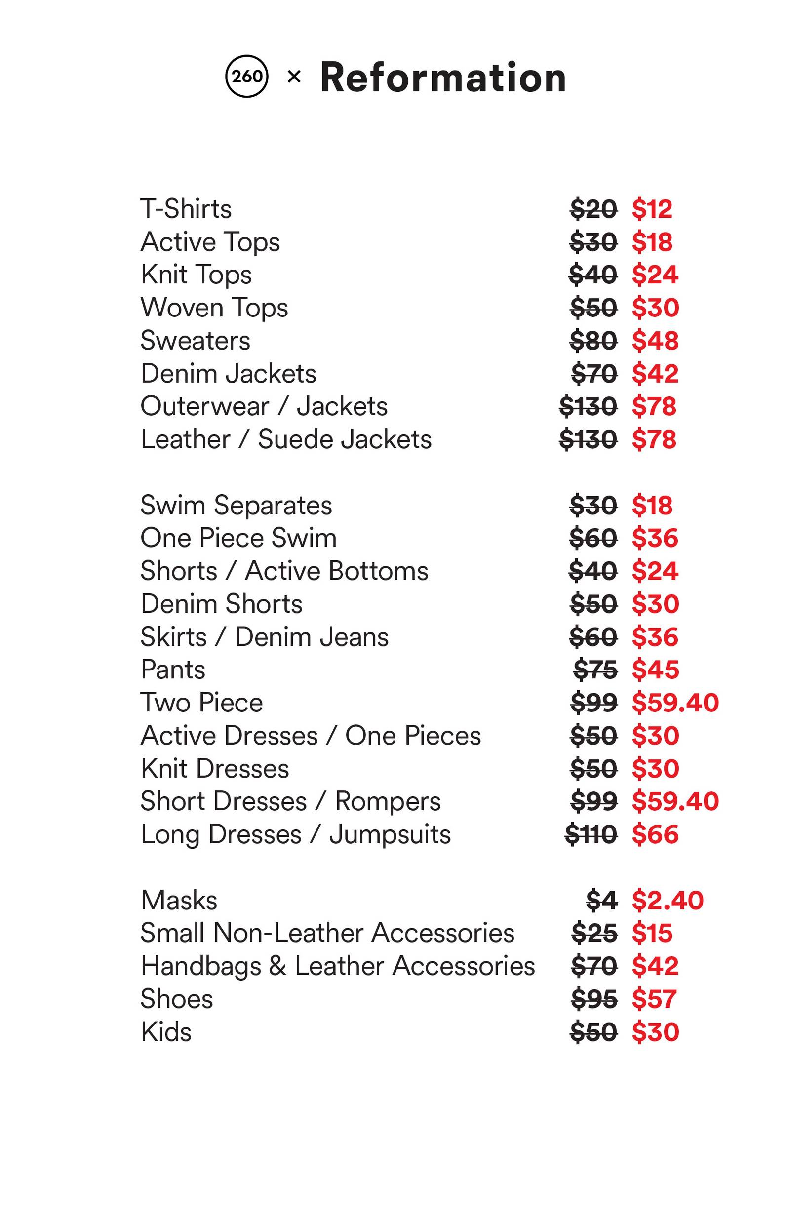 Price list