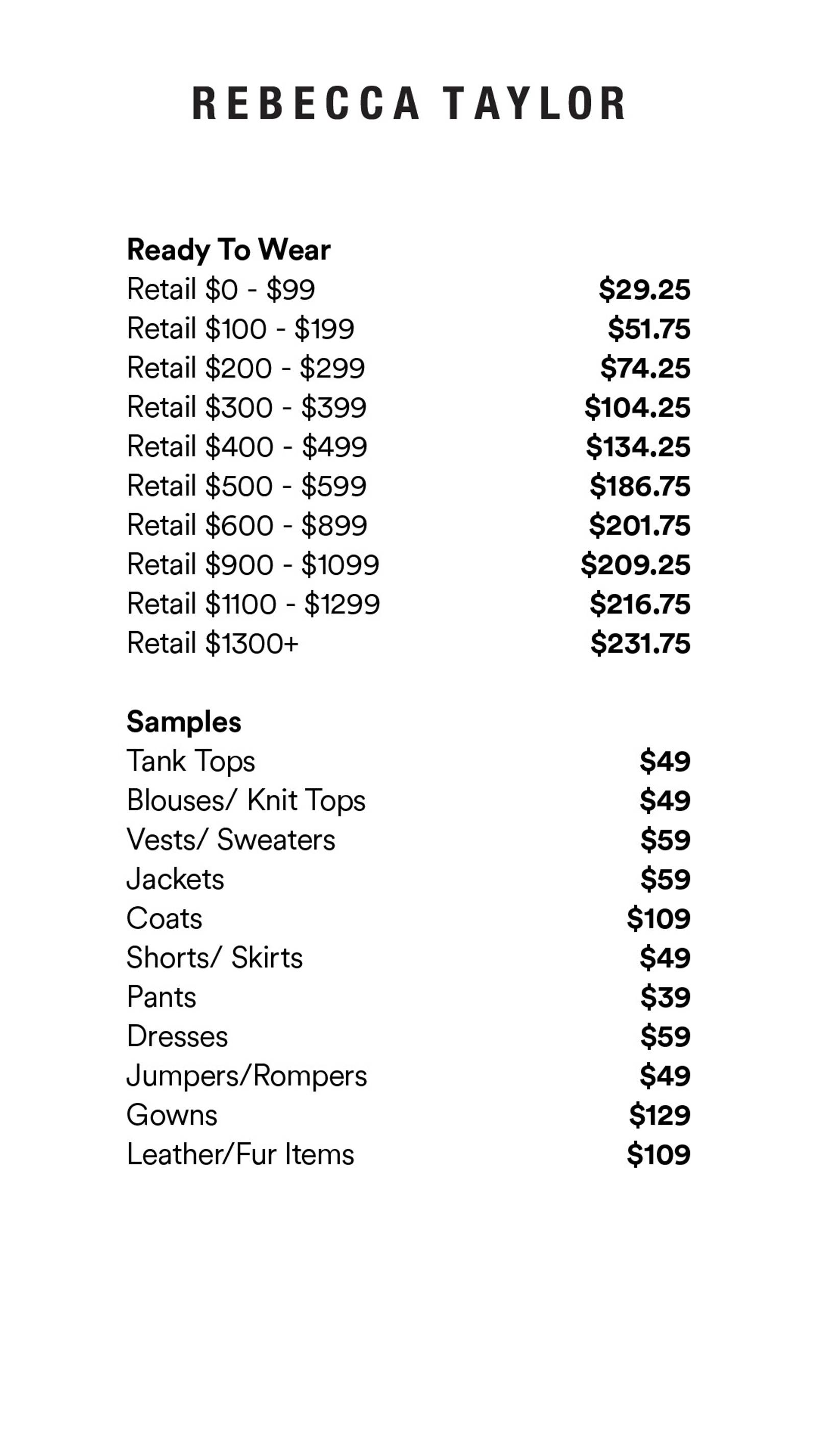 Price list