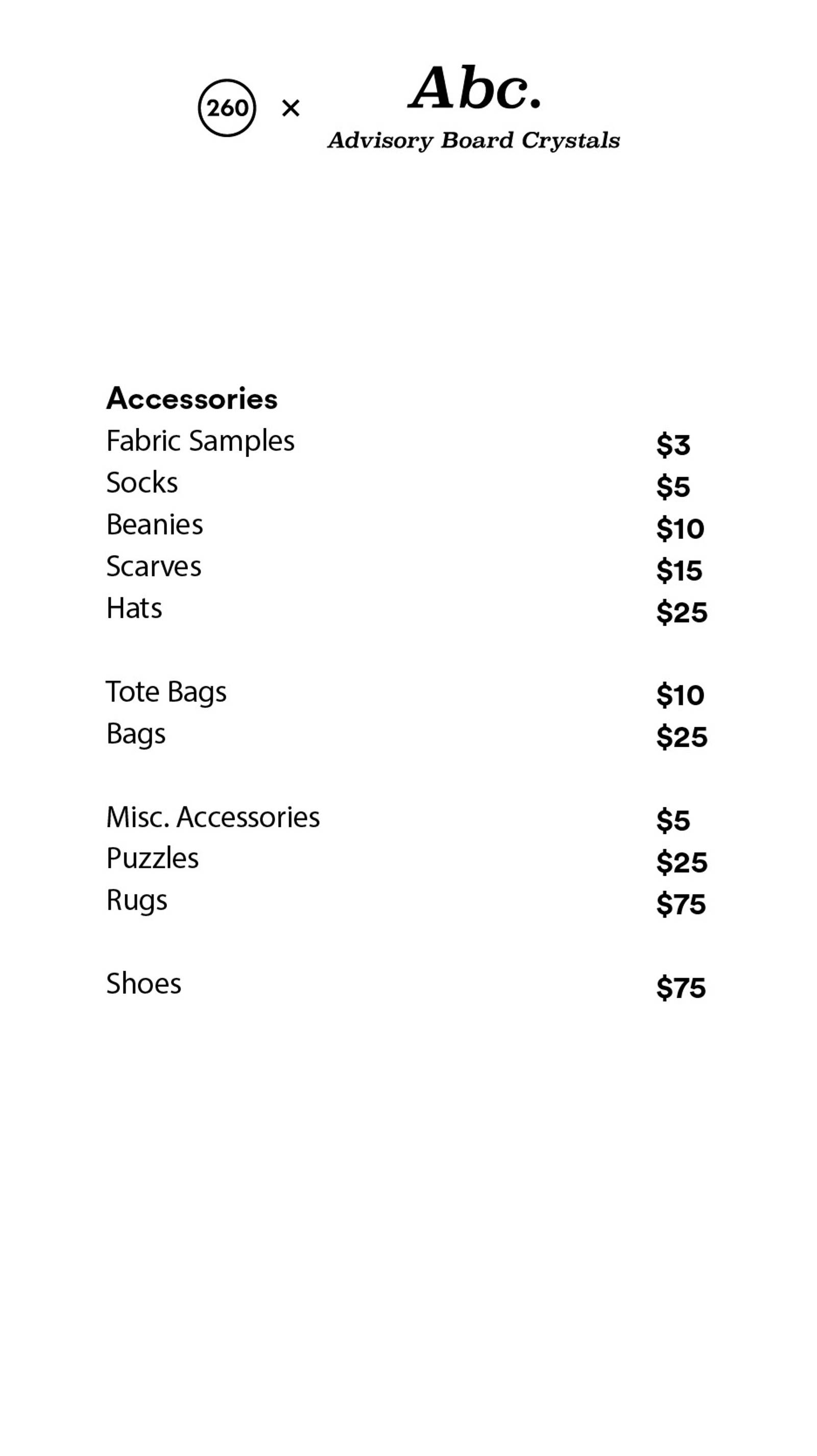 Price list