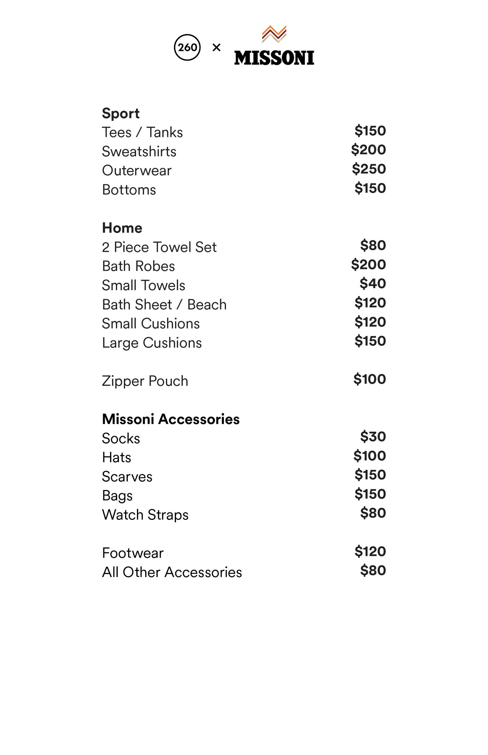 Price list