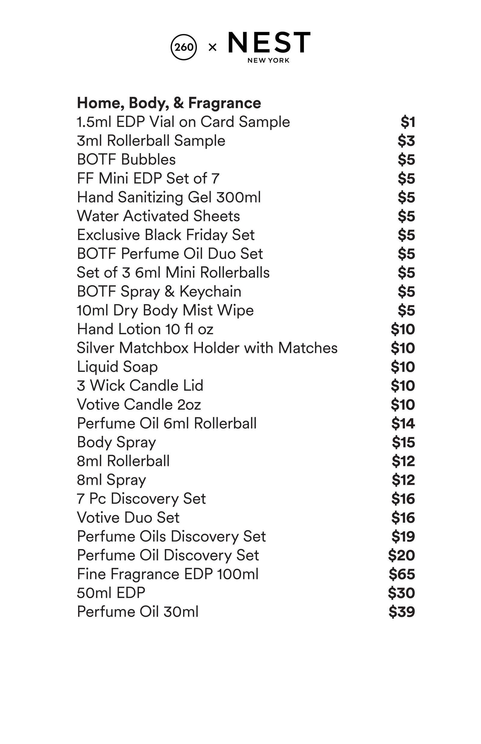 Price list