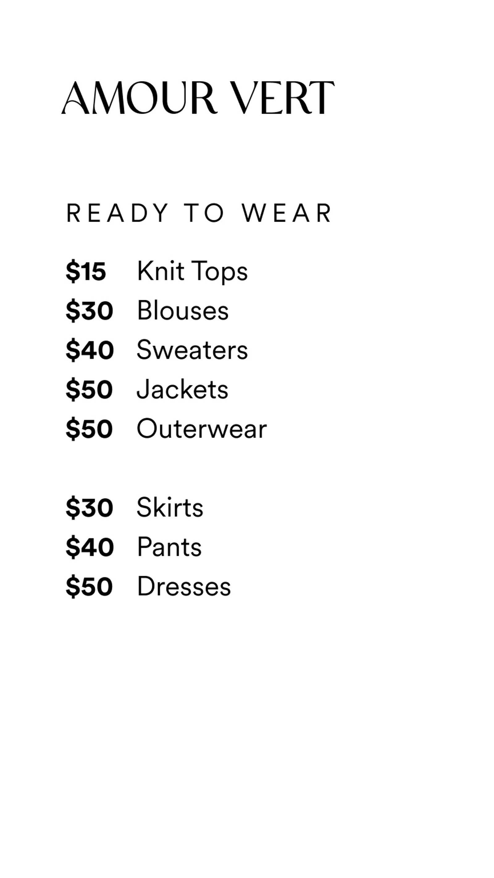 Price list