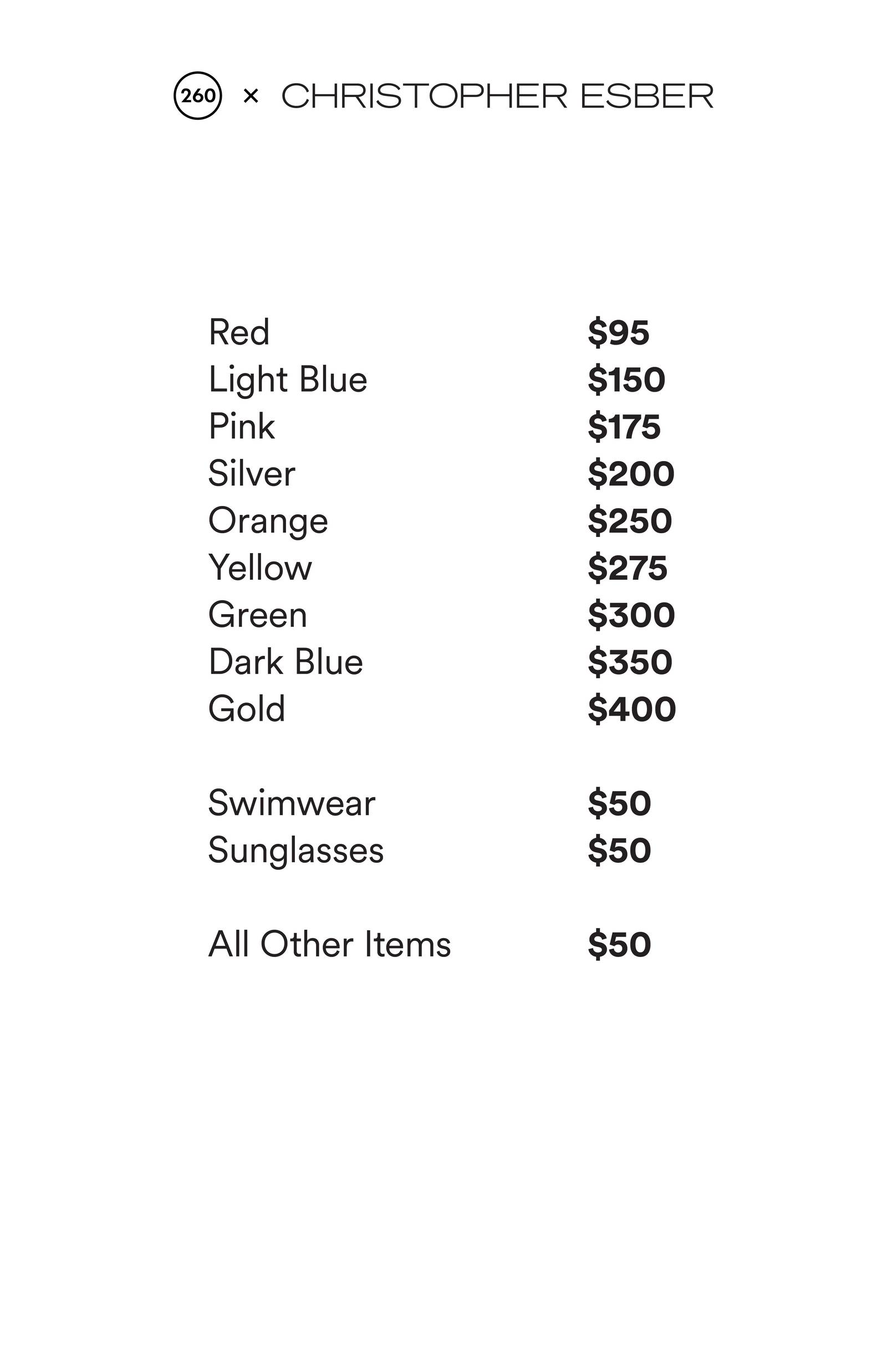 Price list