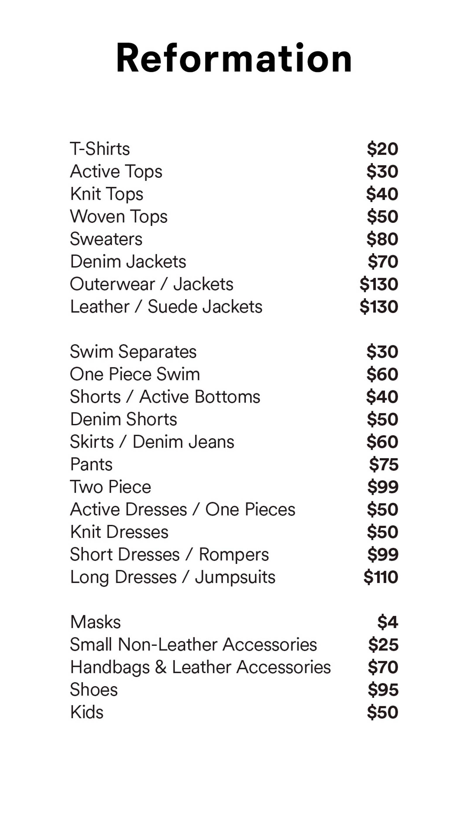 Price list