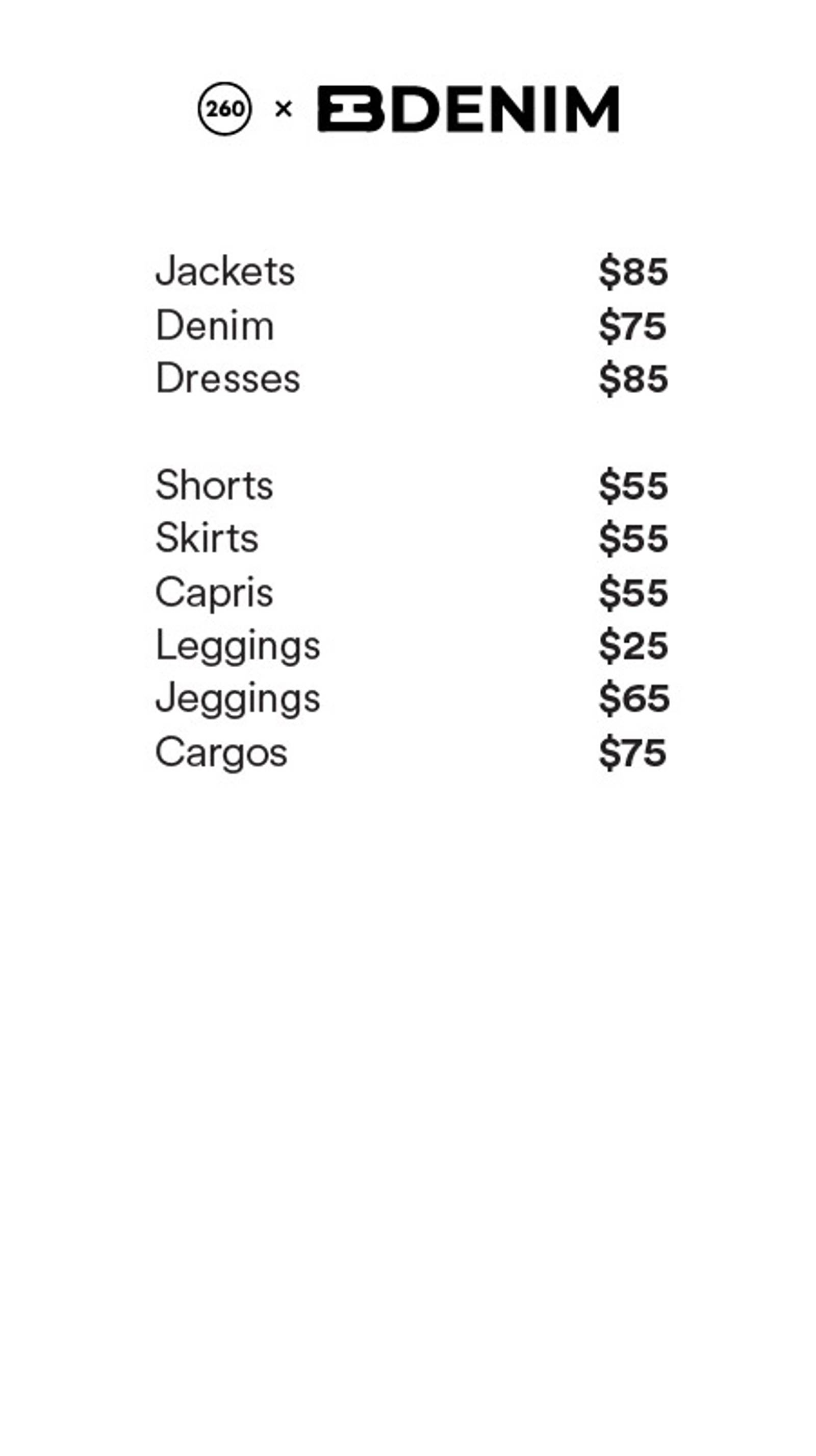 Price list