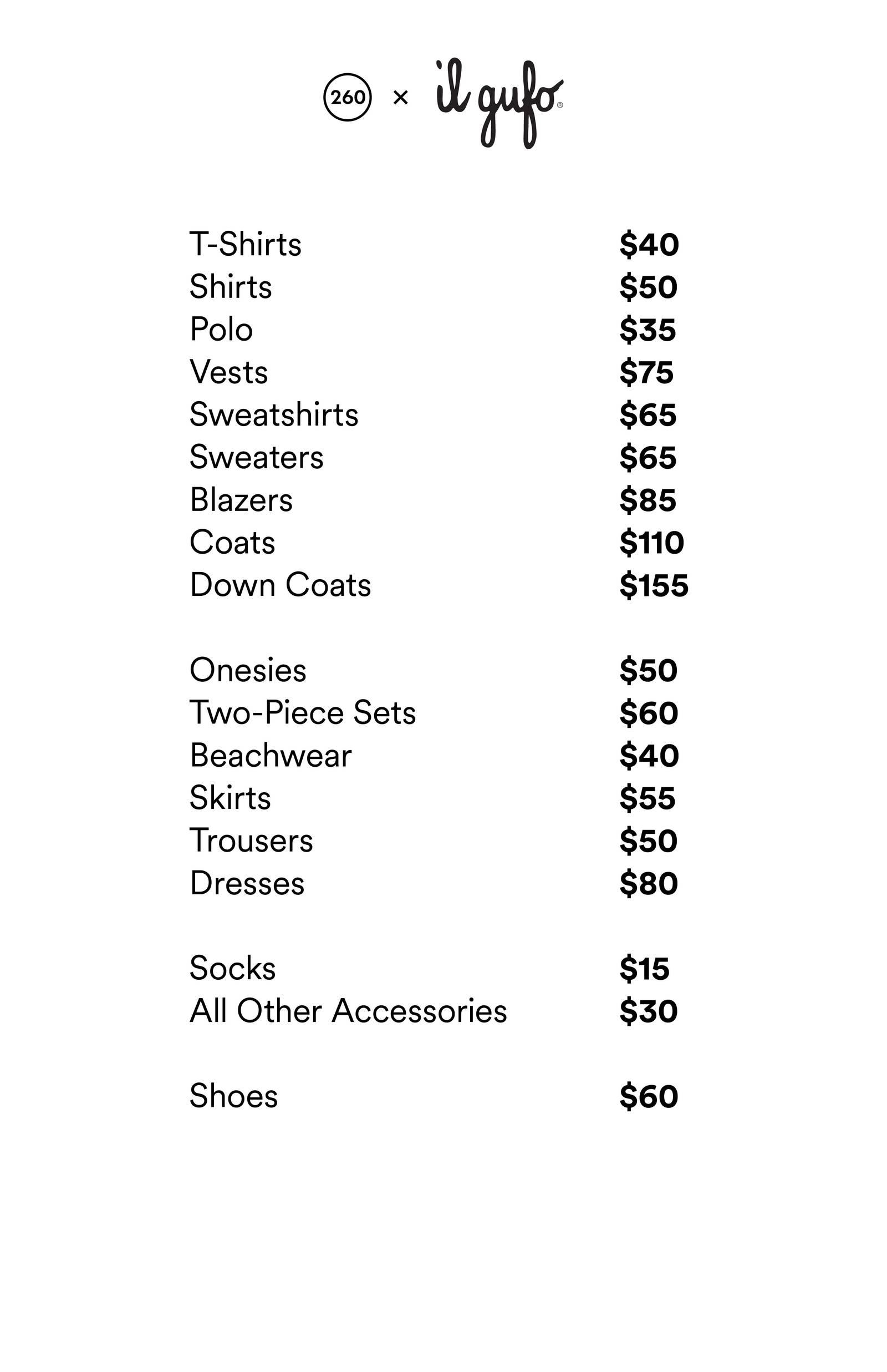 Price list