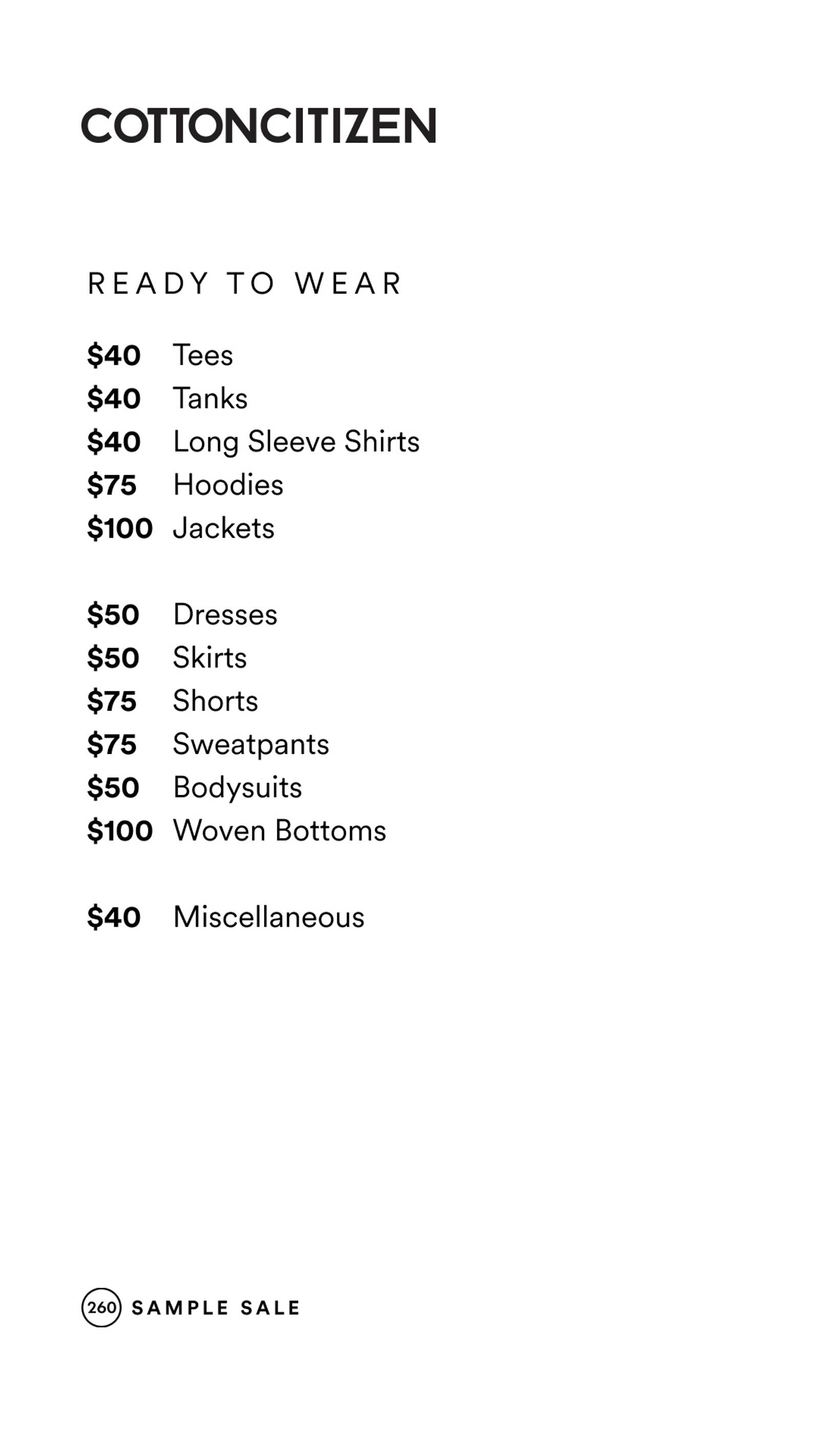 Price list