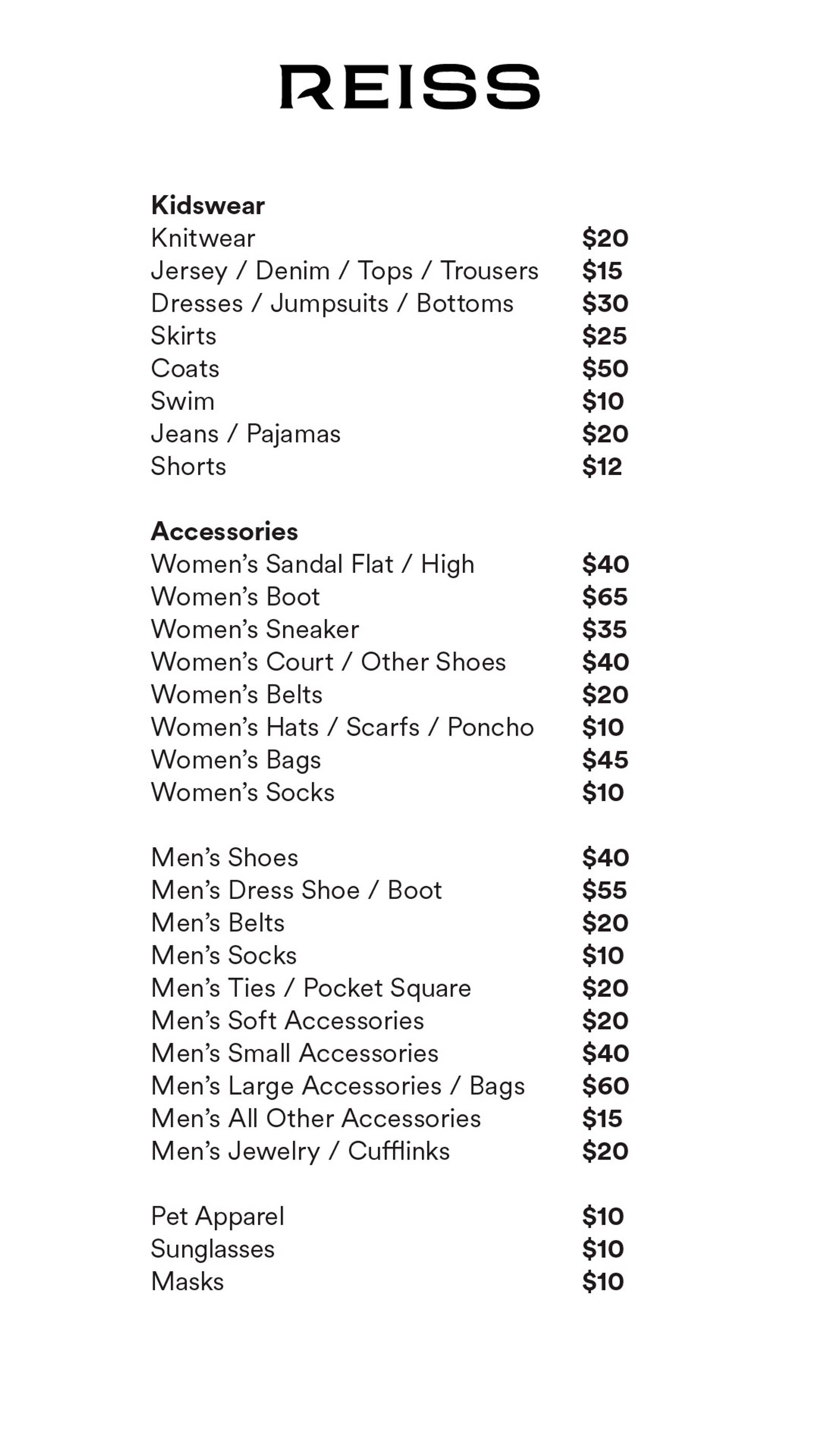 Price list