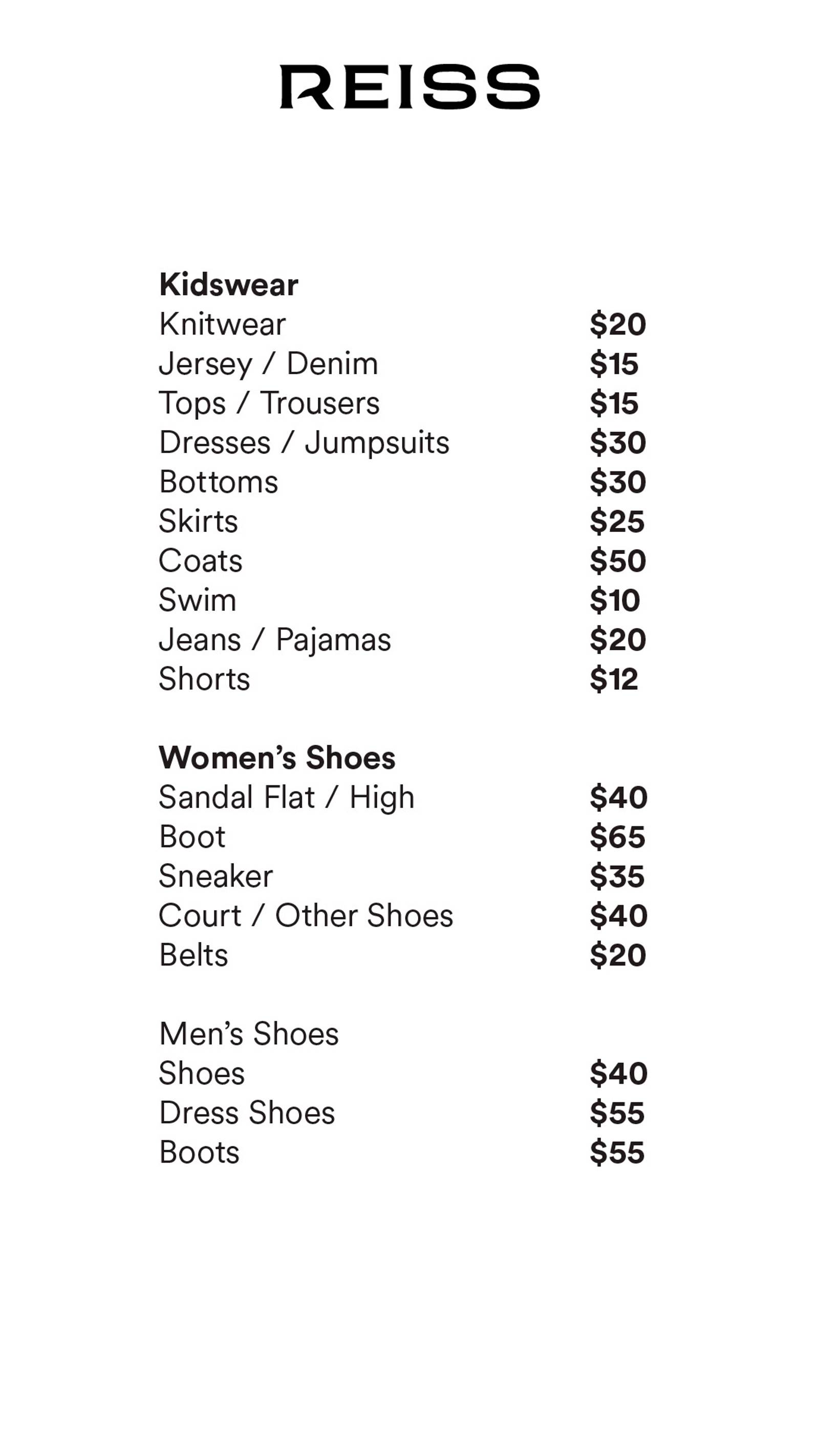 Price list