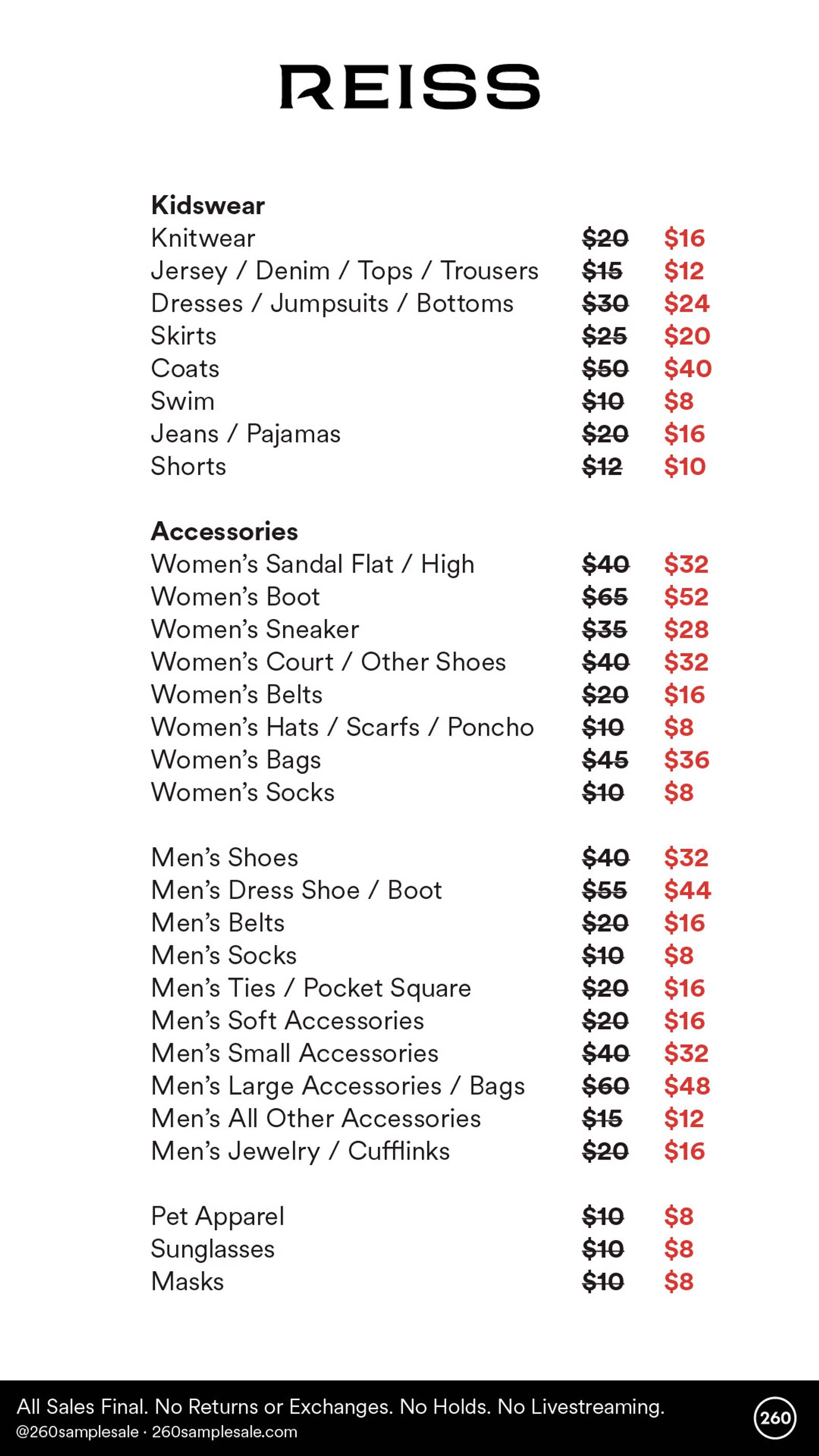 Price list