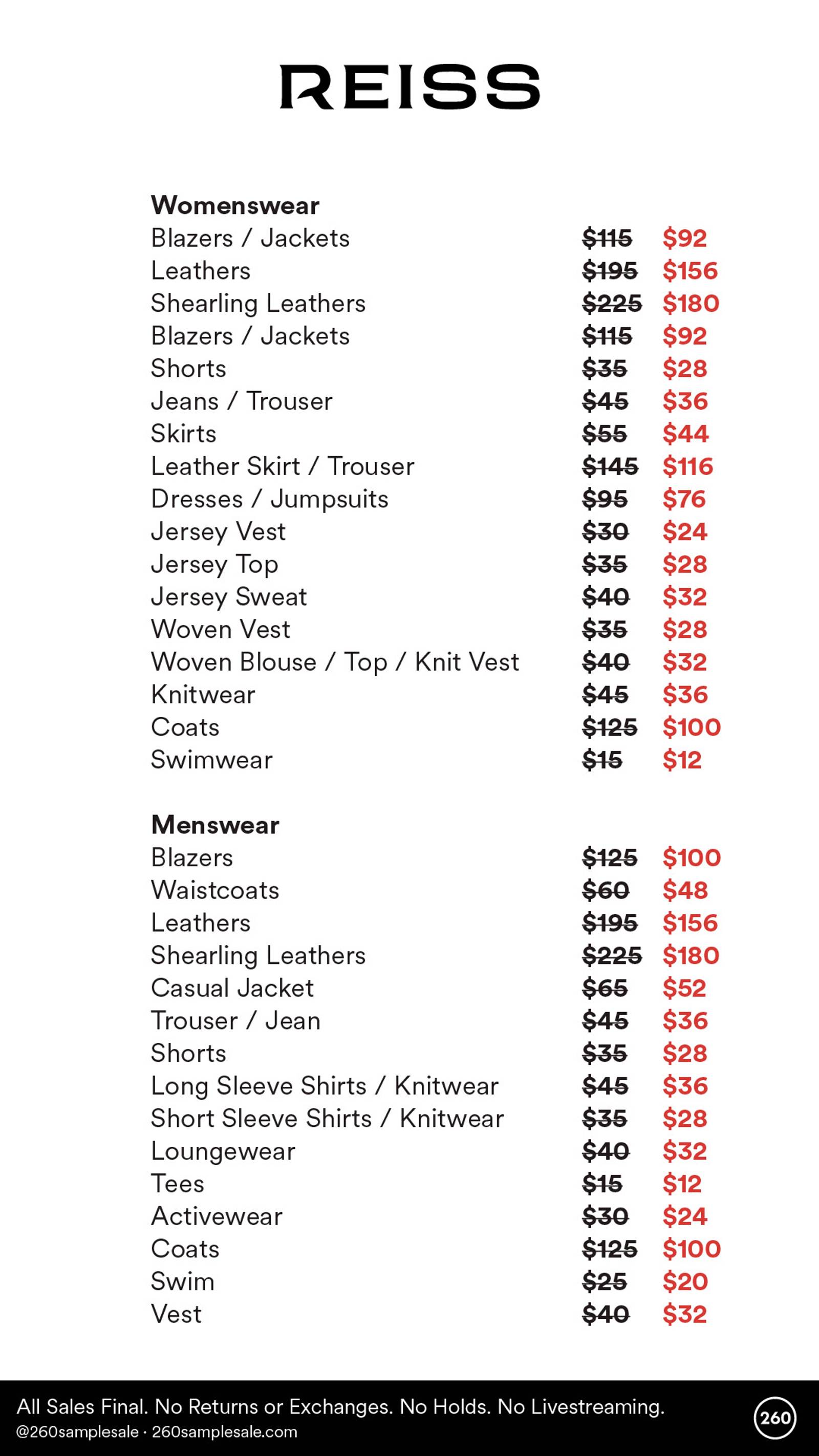 Price list