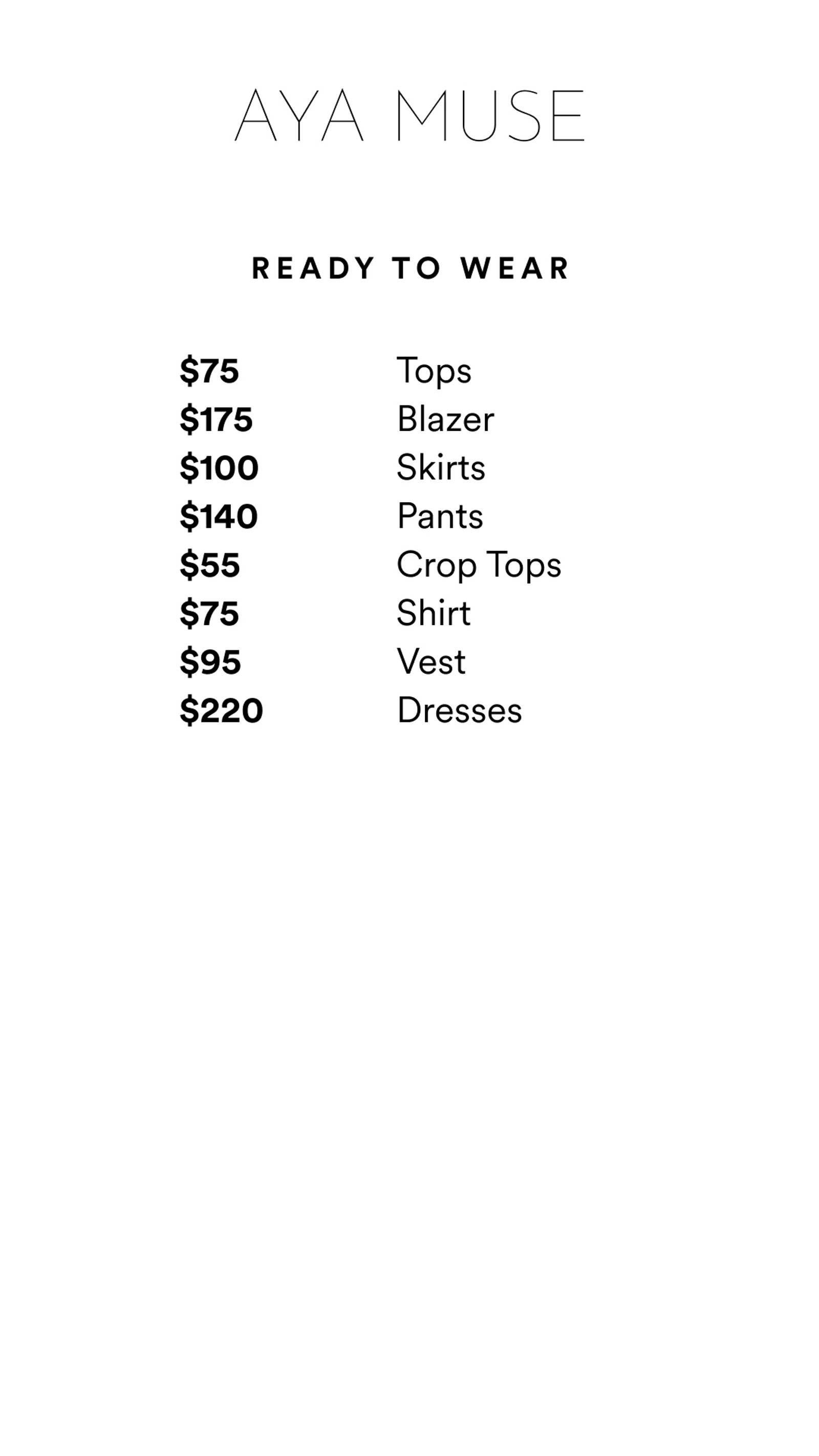 Price list