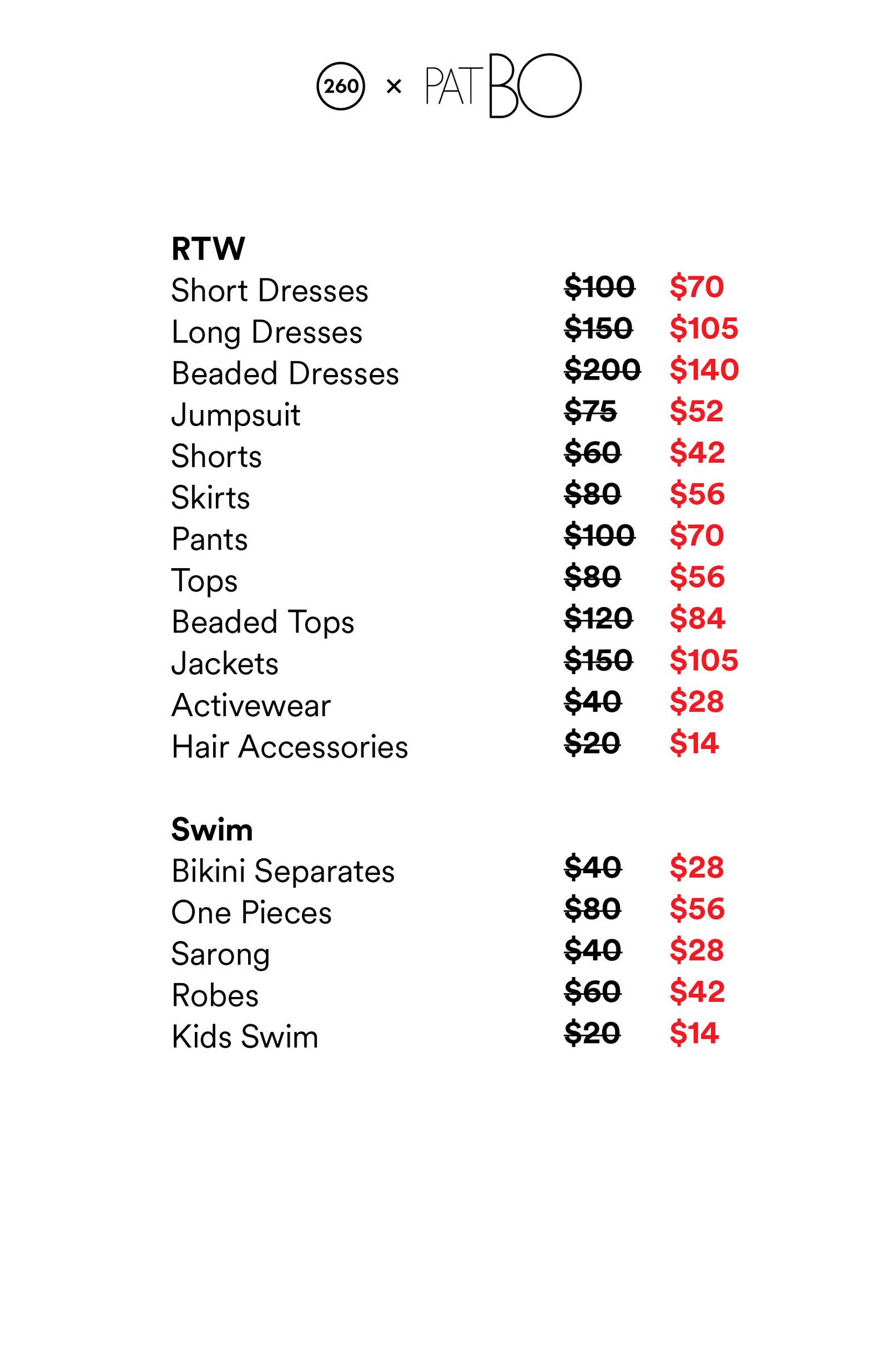 Price list