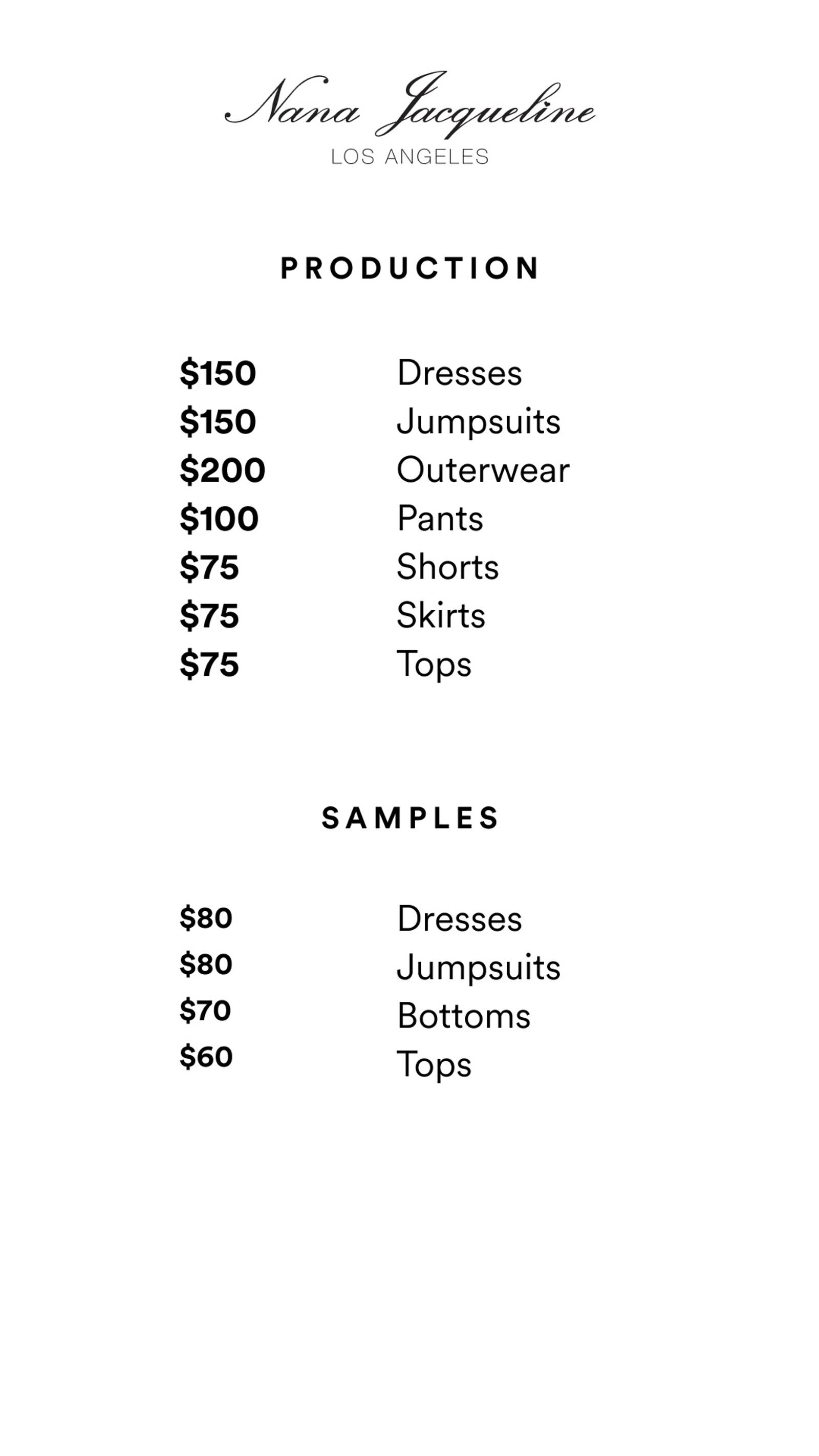 Price list