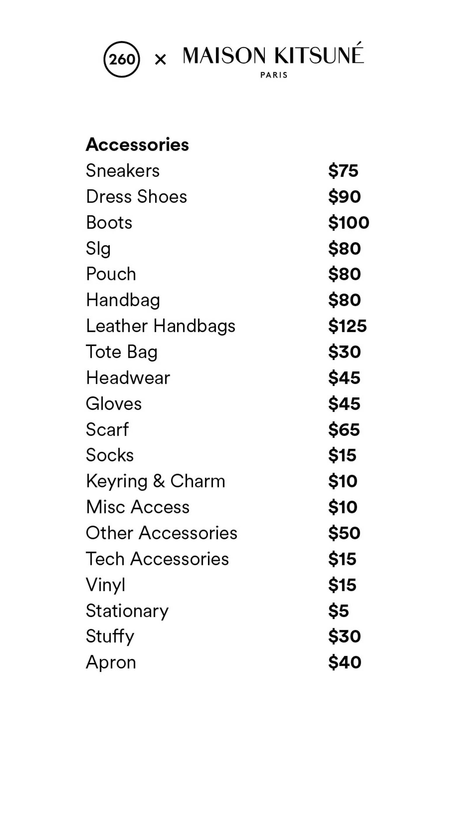 Price list