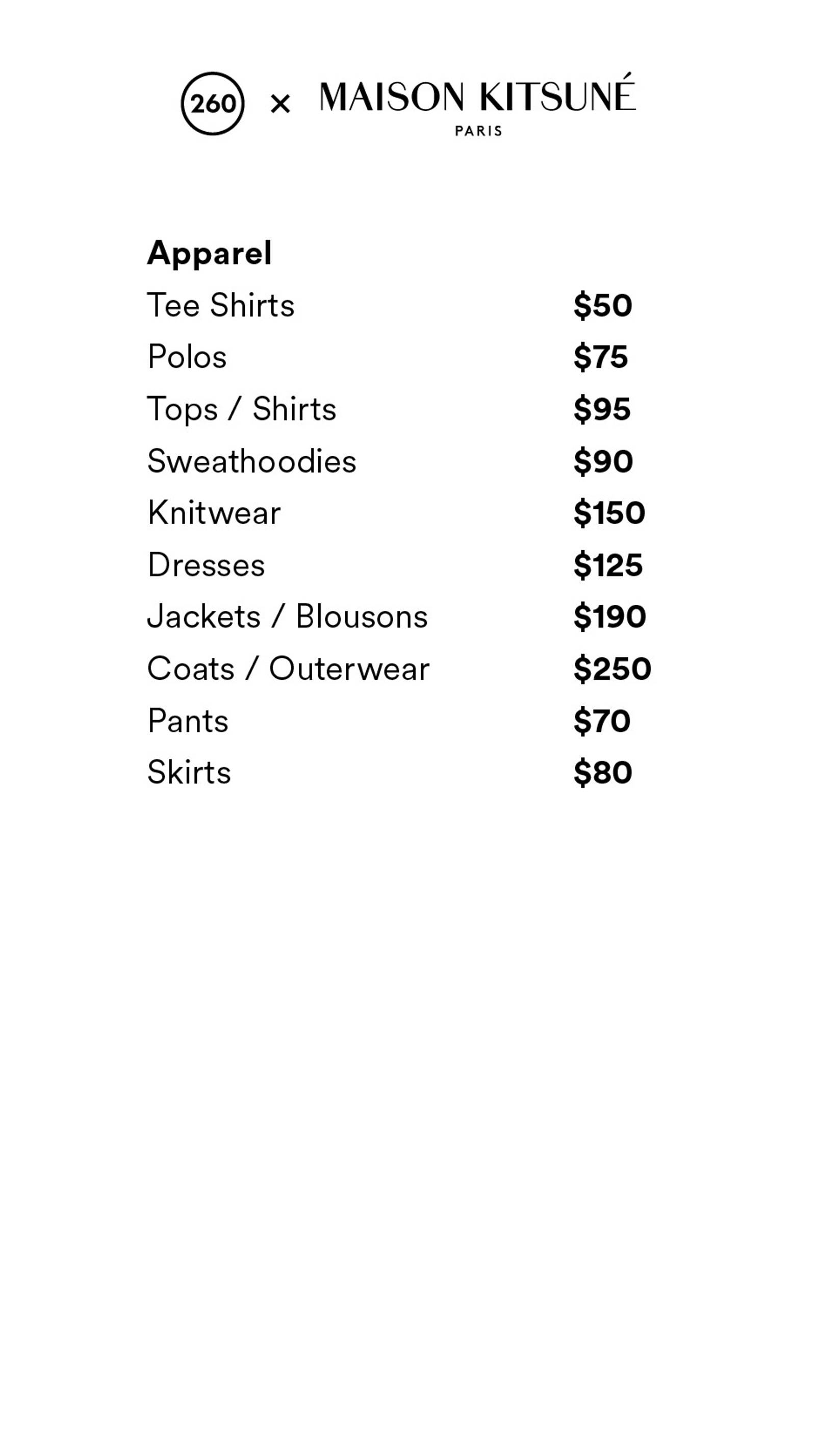 Price list