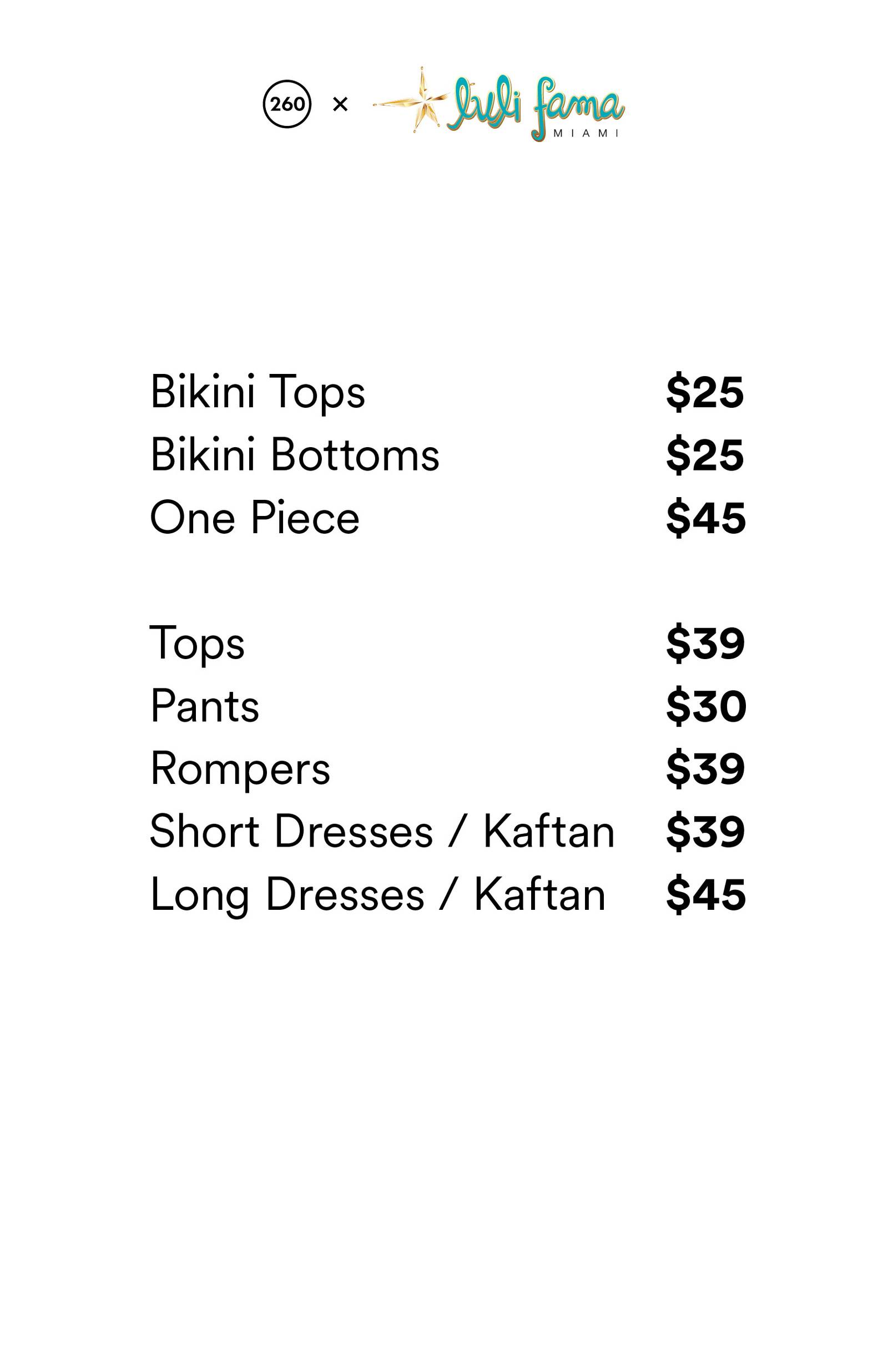 Price list