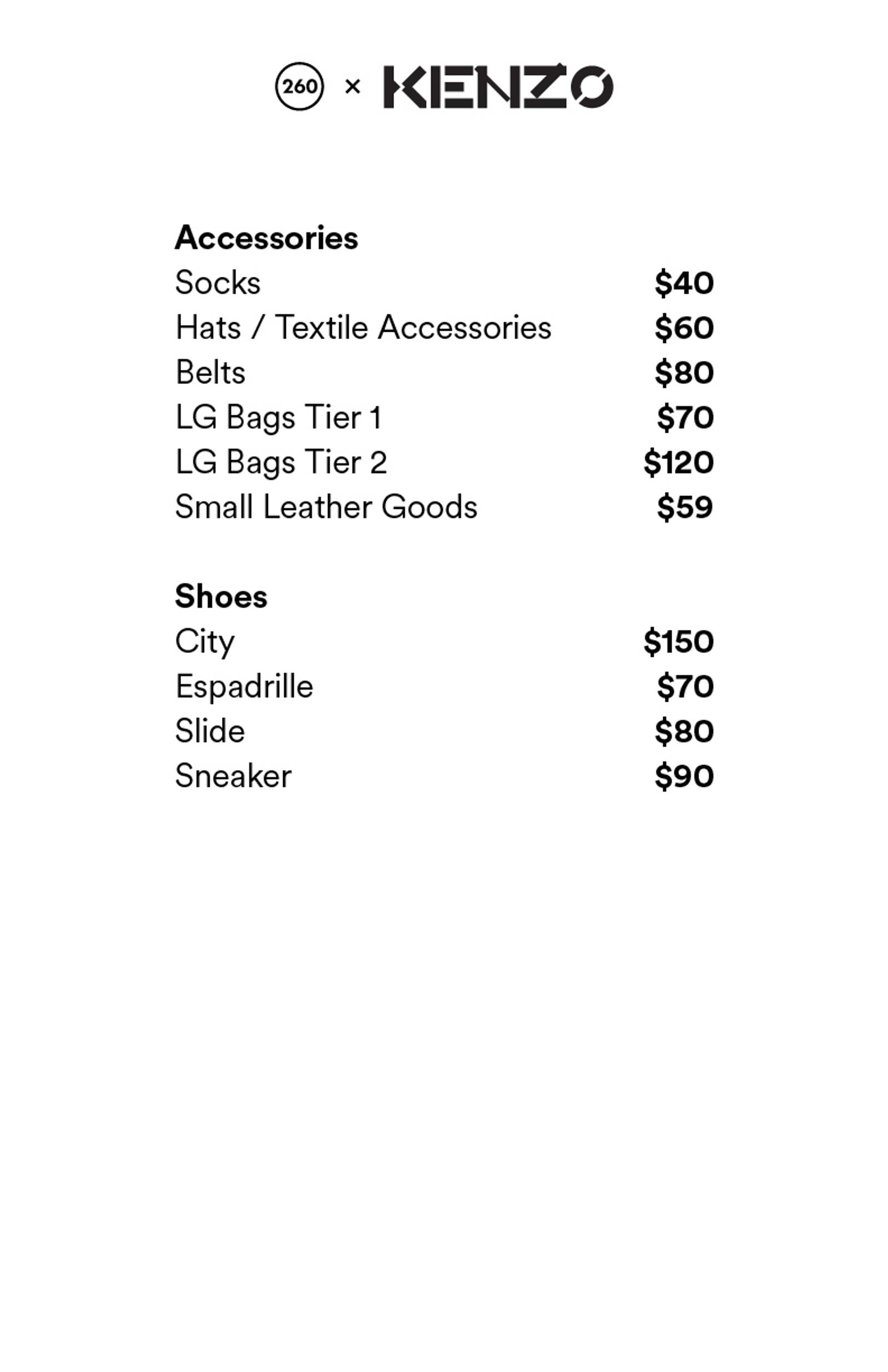 Price list