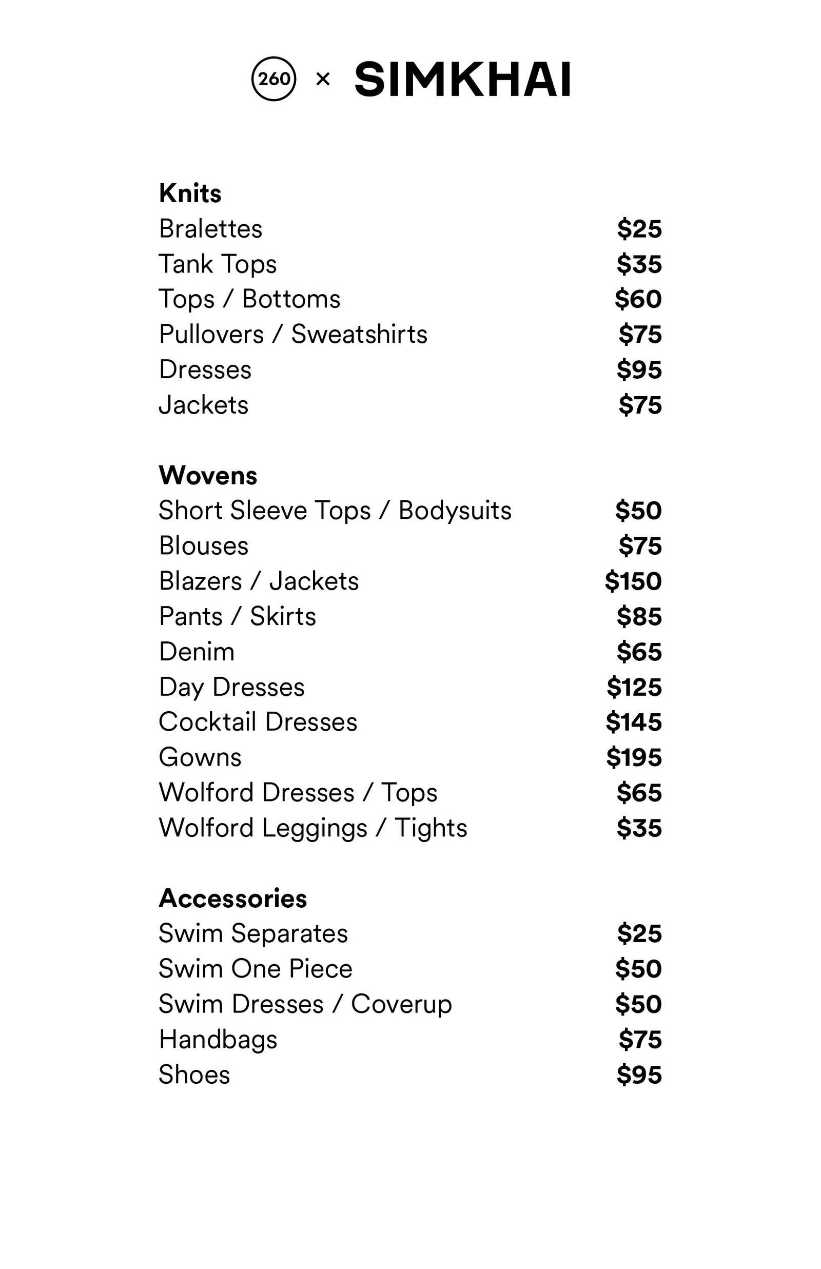 Price list