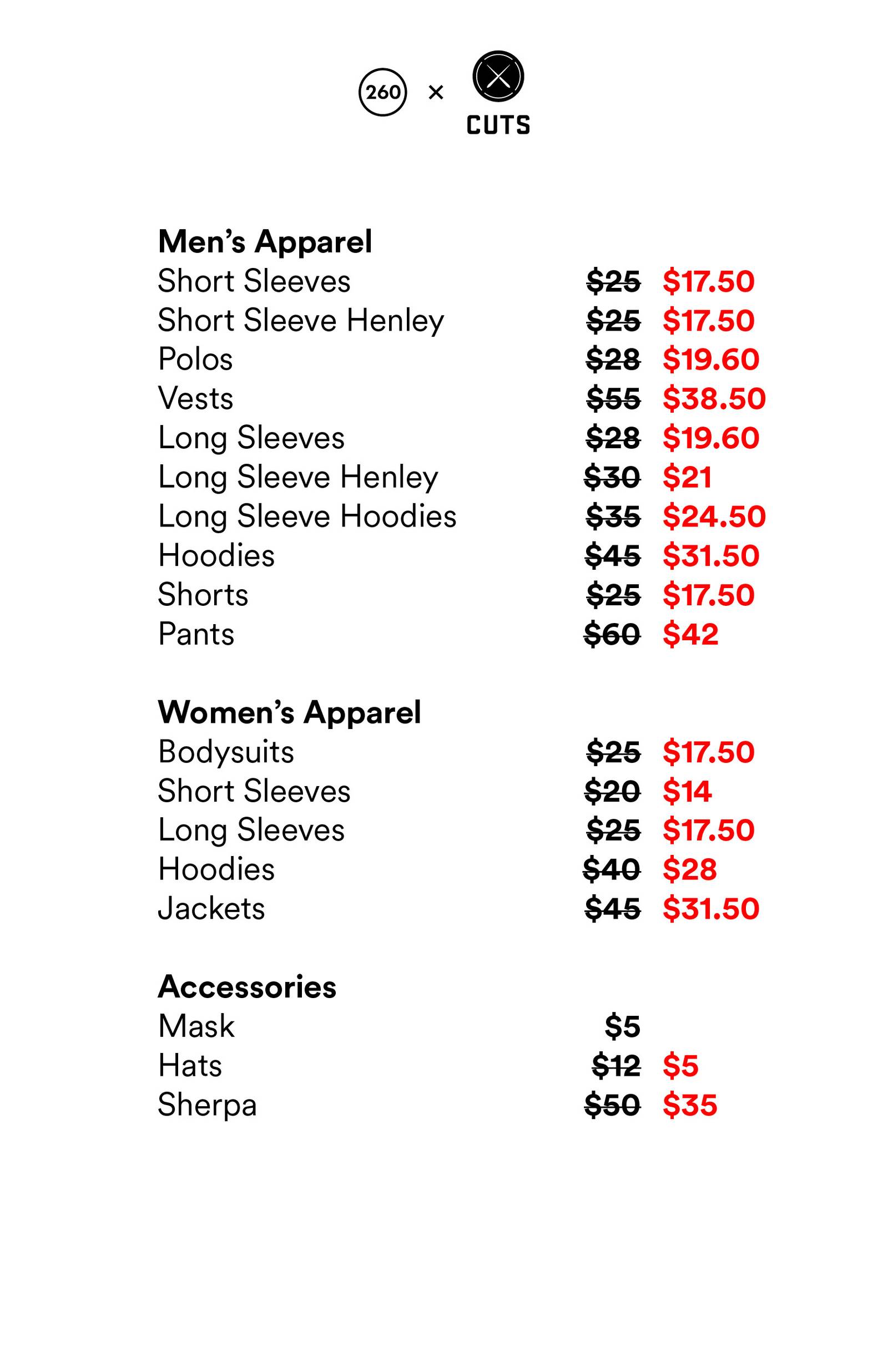 Price list