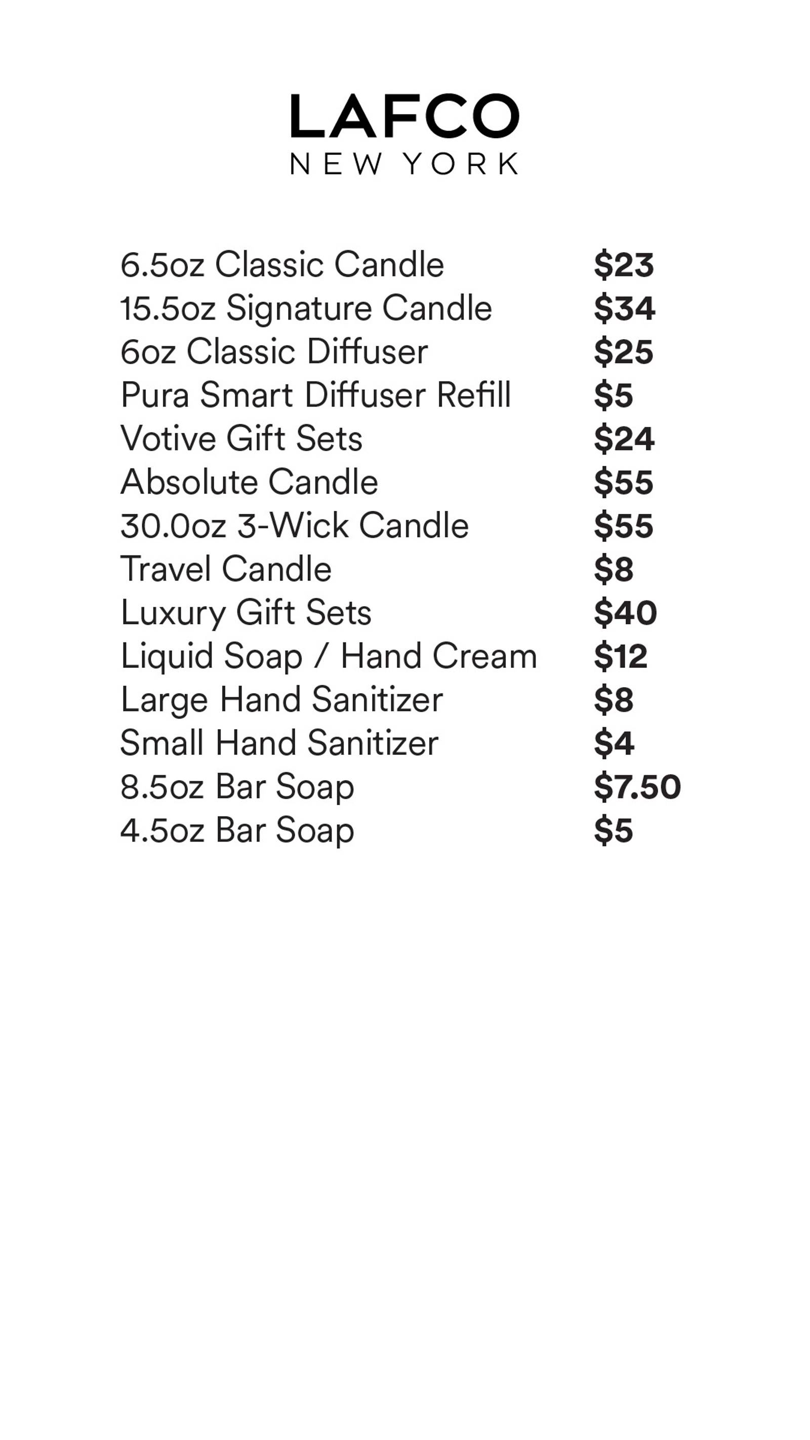 Price list