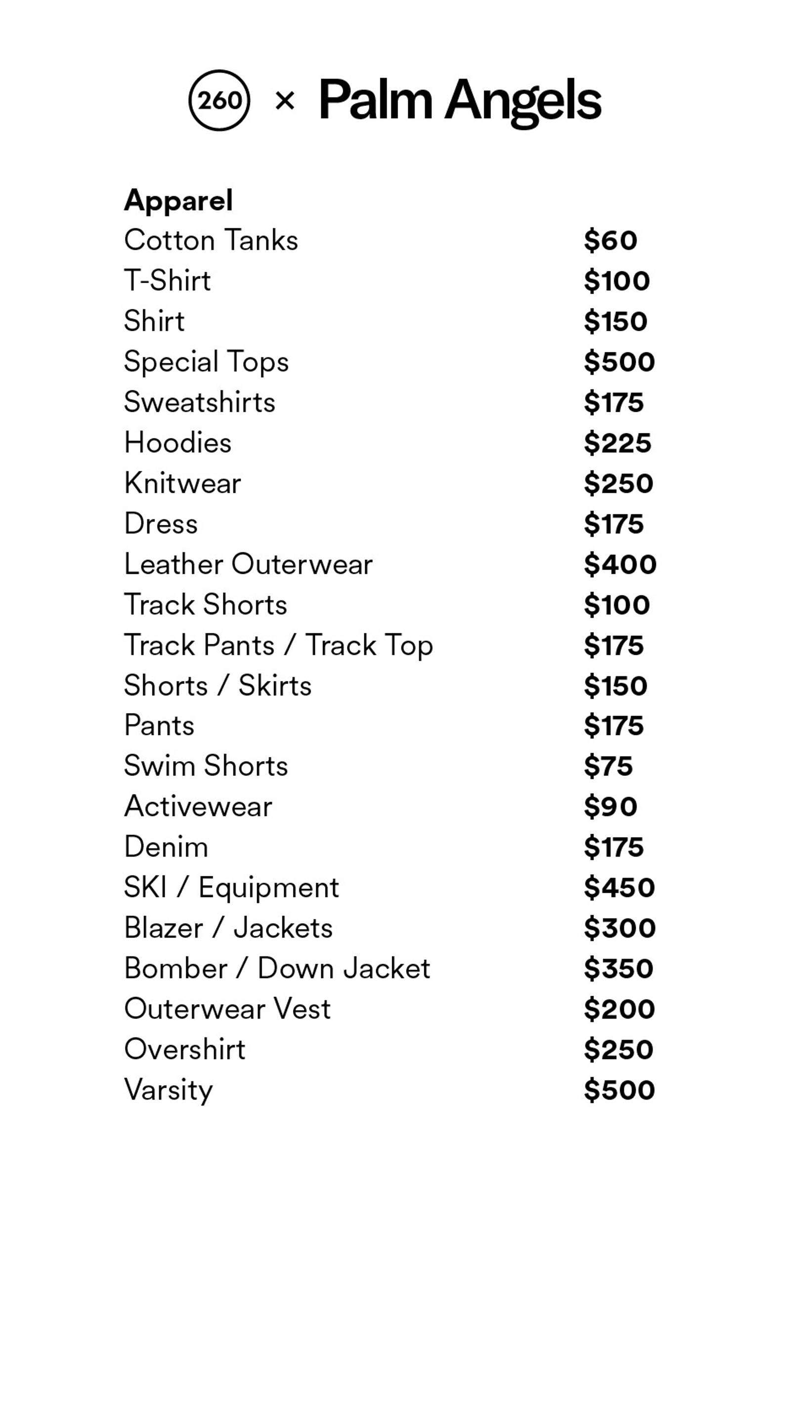 Price list