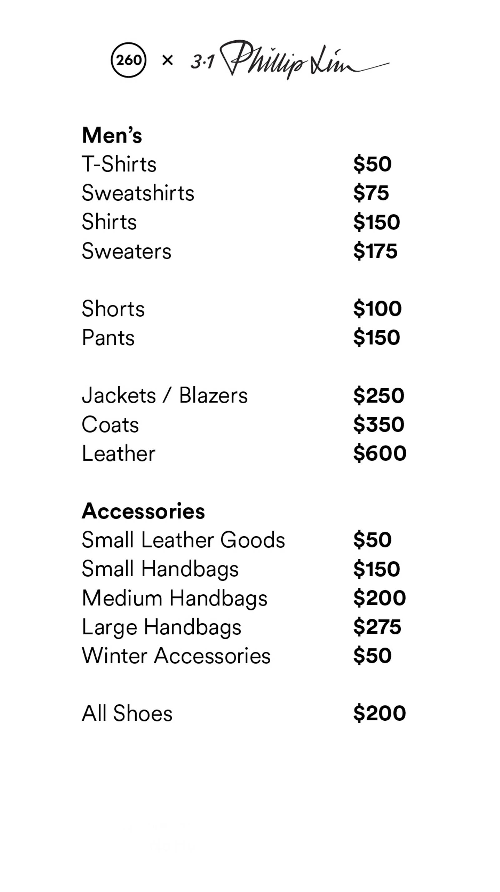 Price list