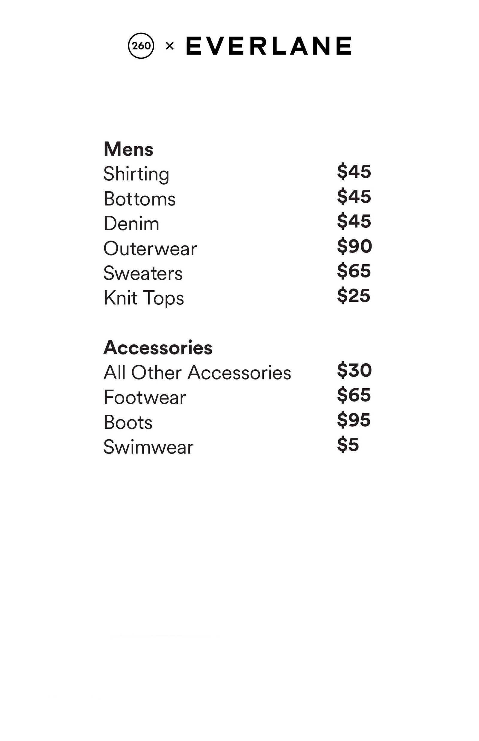 Price list