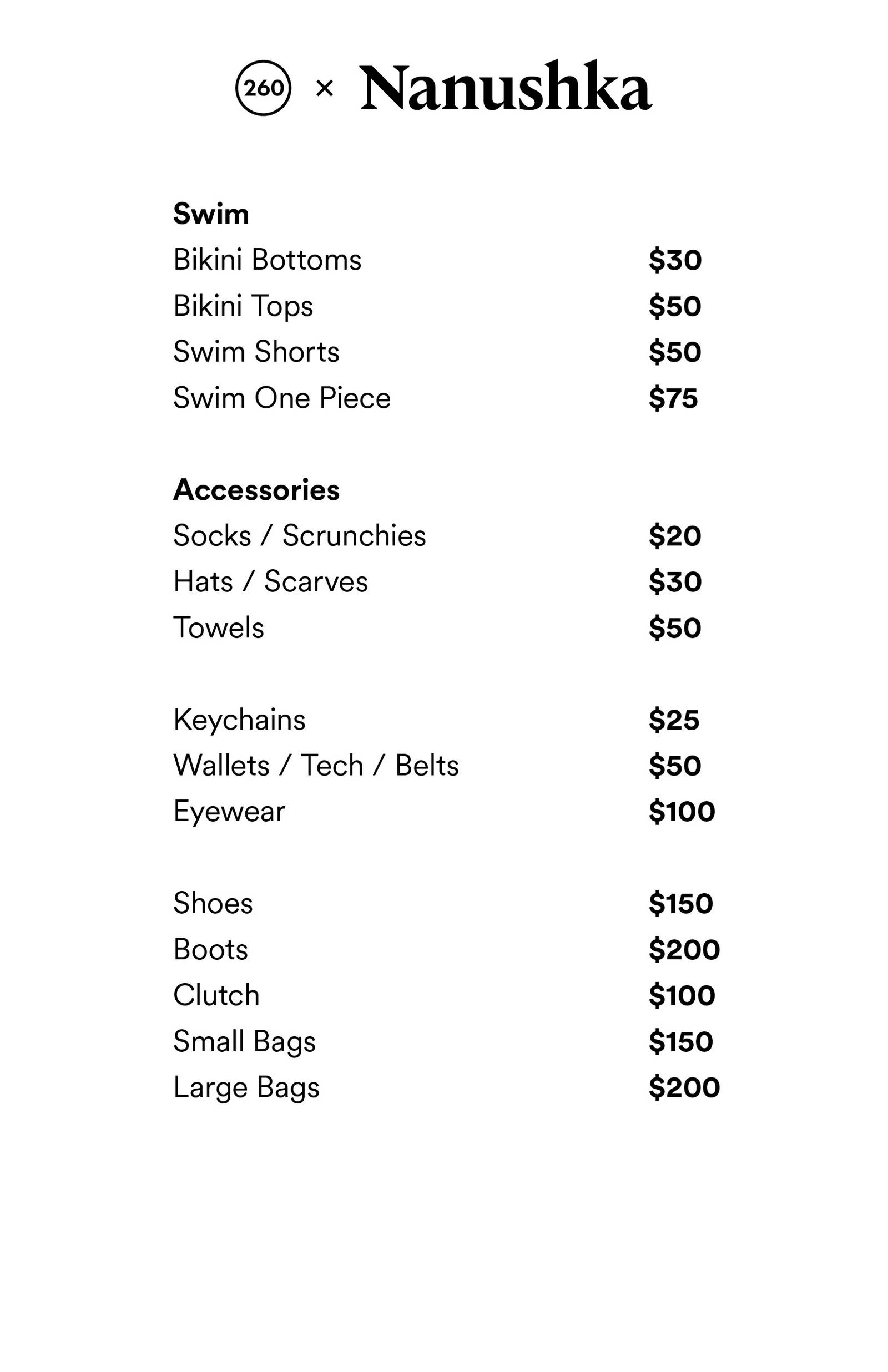 Price list