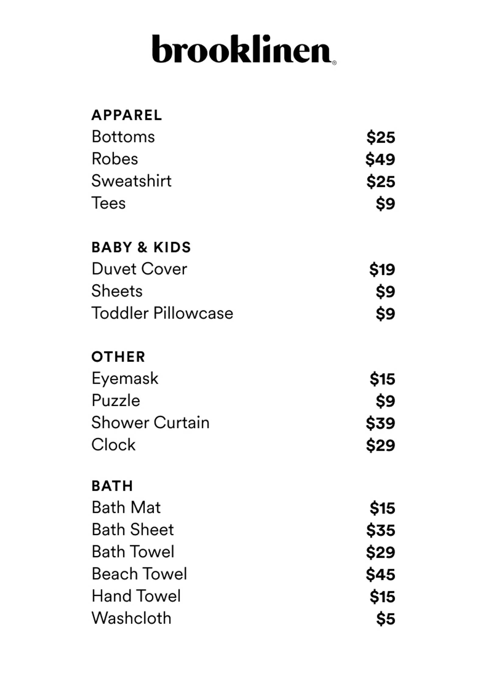 Price list