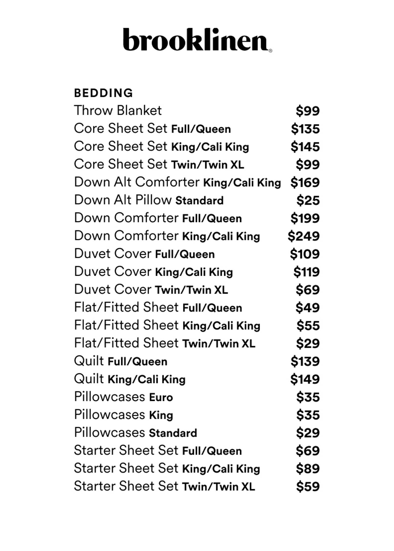 Price list