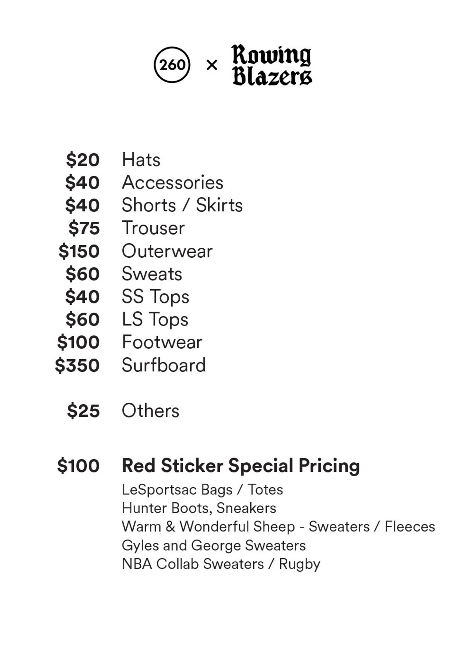 Price list