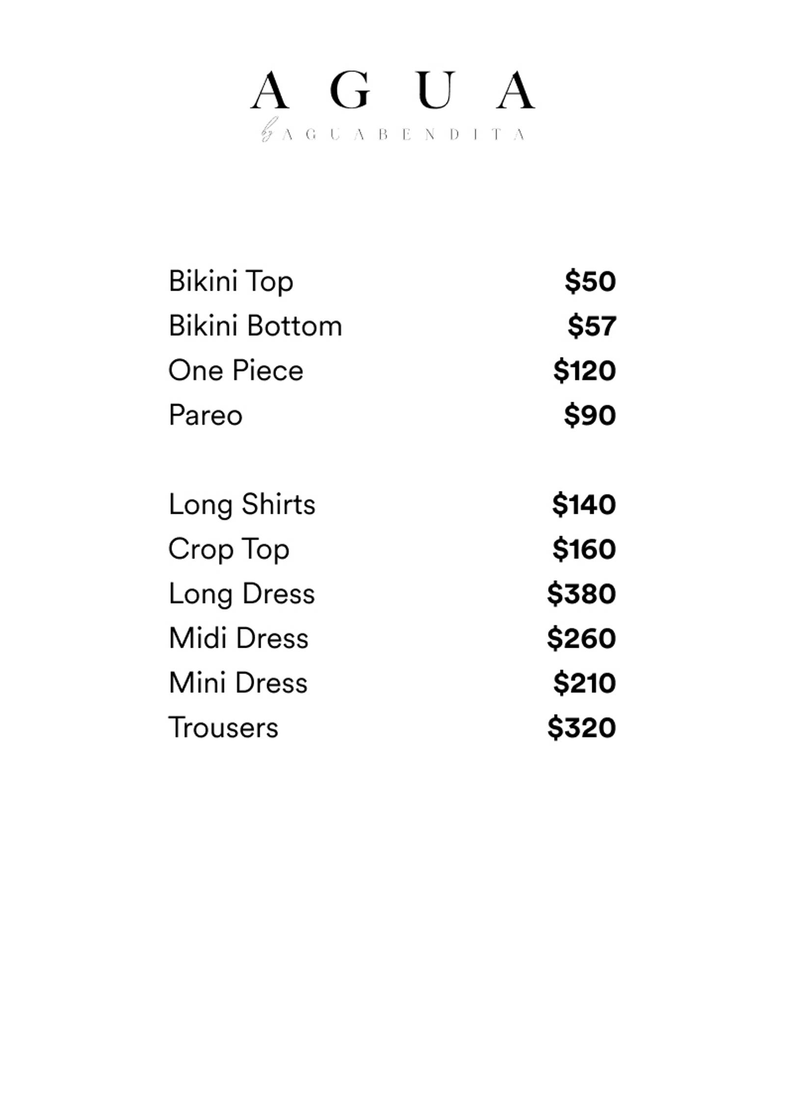 Price list