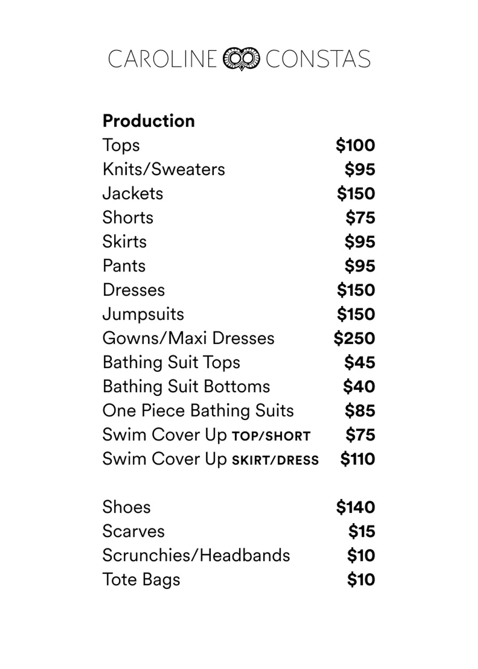 Price list