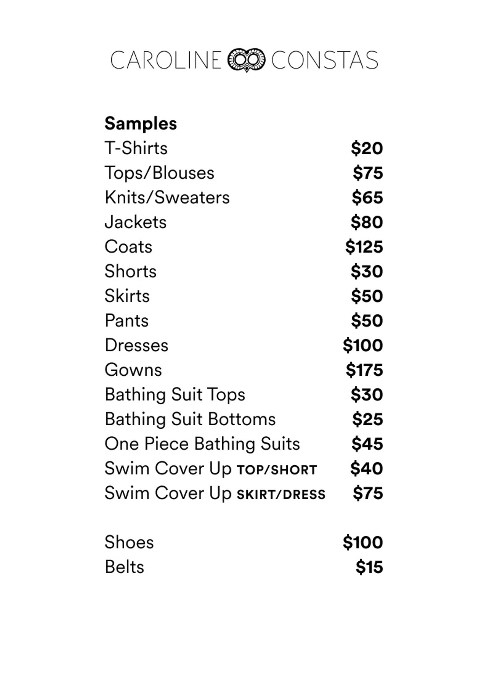 Price list