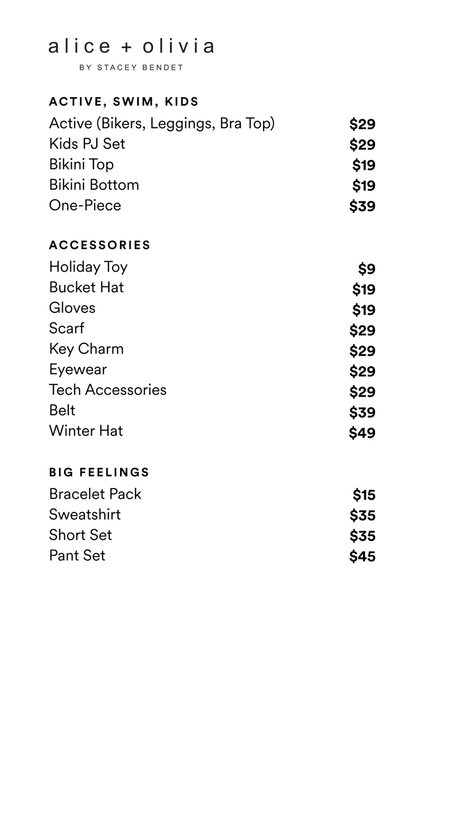 Price list