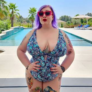 Curvy Kate Mykonos Reversible Non-Wired Multiway Swimsuit Blue Print as worn by @hootiemcb