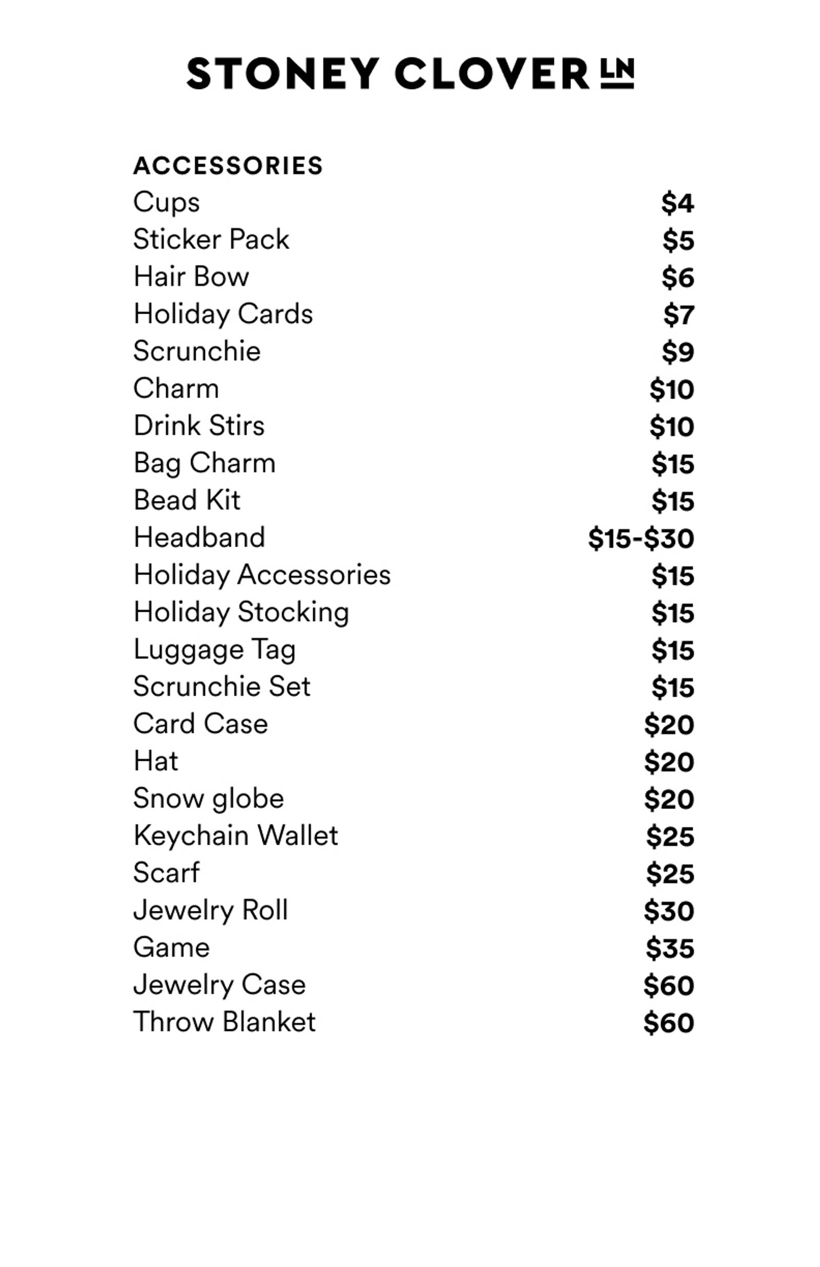 Price list