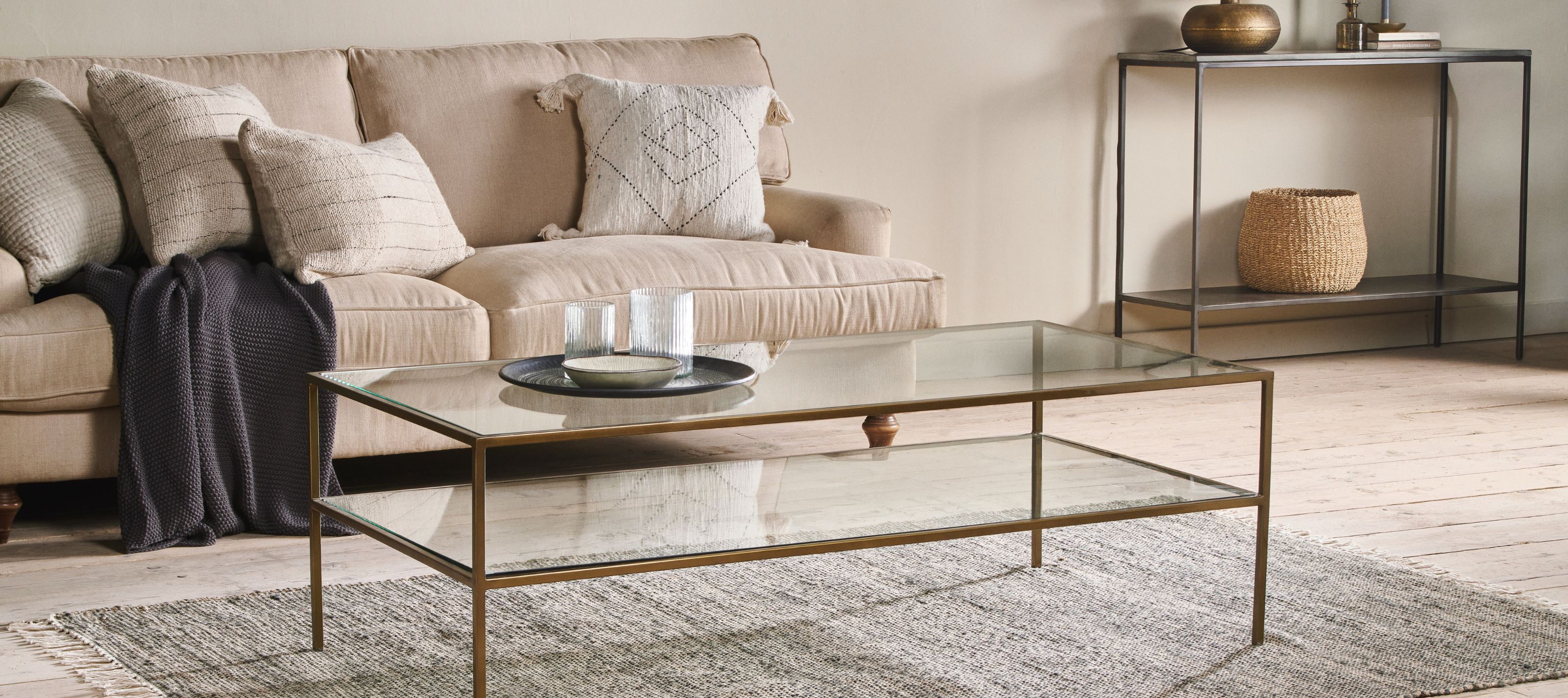 Iron and glass coffee table