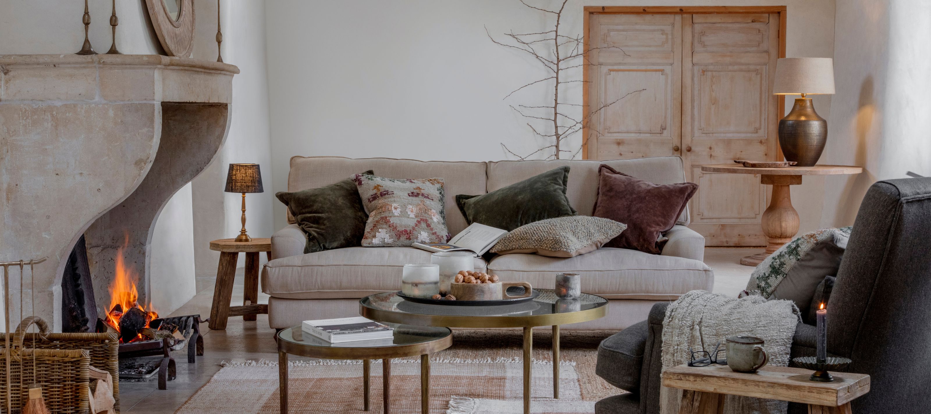 living room with fireplace
