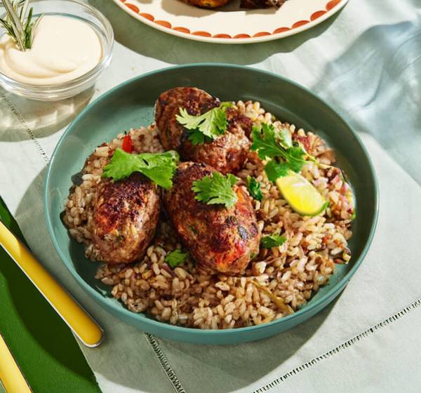 Mushroom Kofta and Grain Tabouli