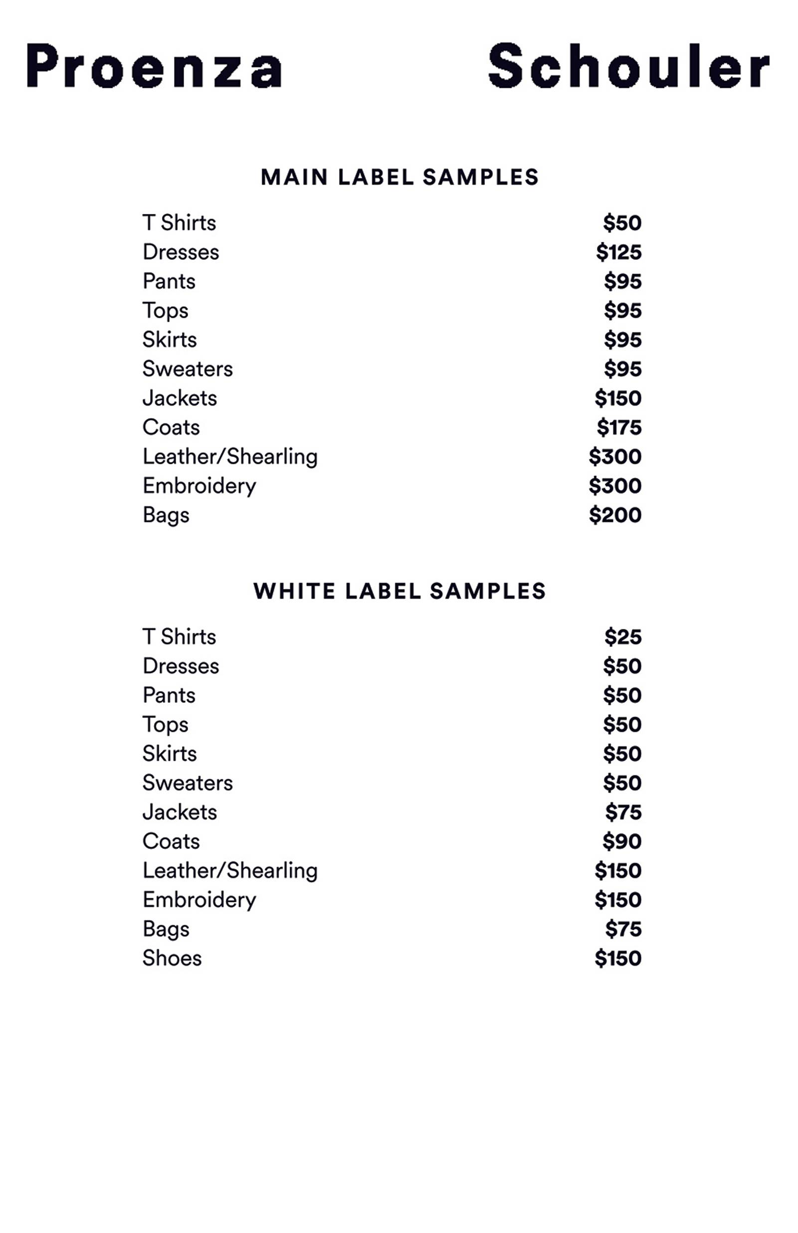 Price list