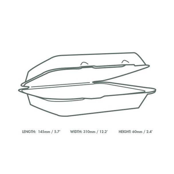 Fish & Chips Clam 12x6x2.5" (31x15x6cm) White - Sugarcane