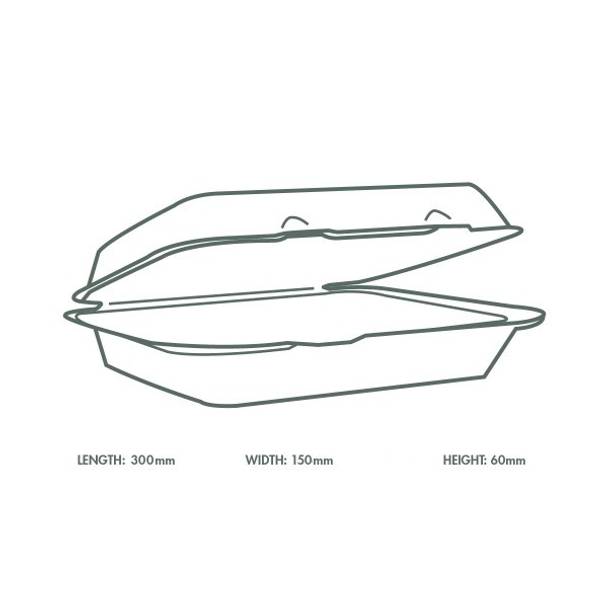 Fish & Chips Clam 12x6x2.5" (30x15x6cm) White - Sugarcane